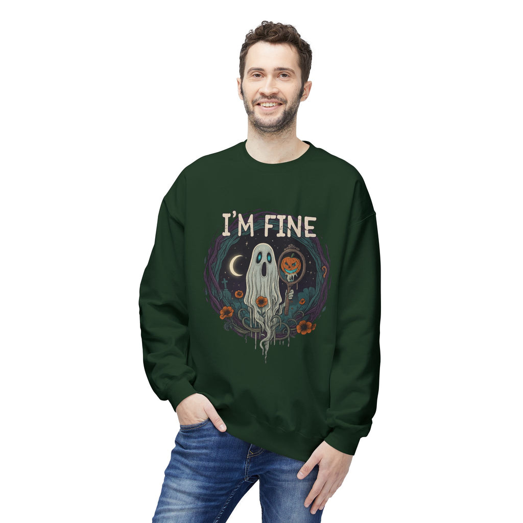 I'm Fine 2 - Crewneck Unisex Sweatshirt - Cozy Halloween Apparel