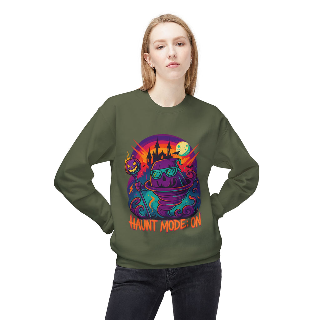 Haunt Mode ON 4 - Crewneck Unisex Sweatshirt - Cozy Halloween Apparel