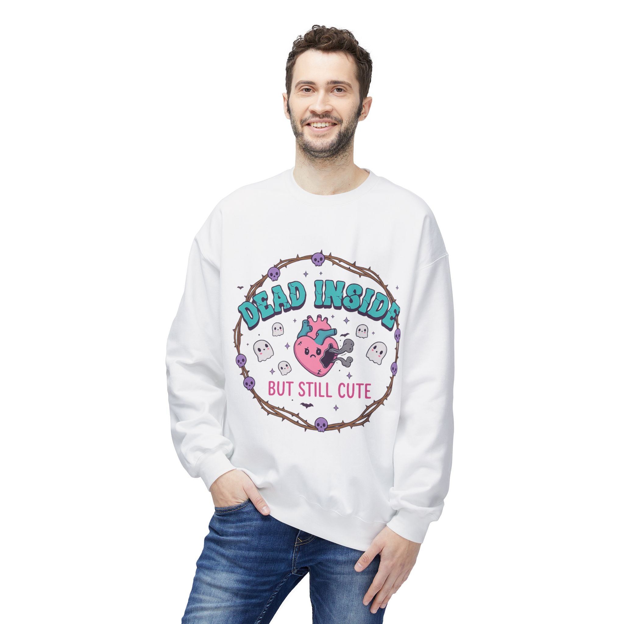 Dead Inside, But Still Cute 1- Crewneck Unisex Sweatshirt - Cozy Halloween Apparel