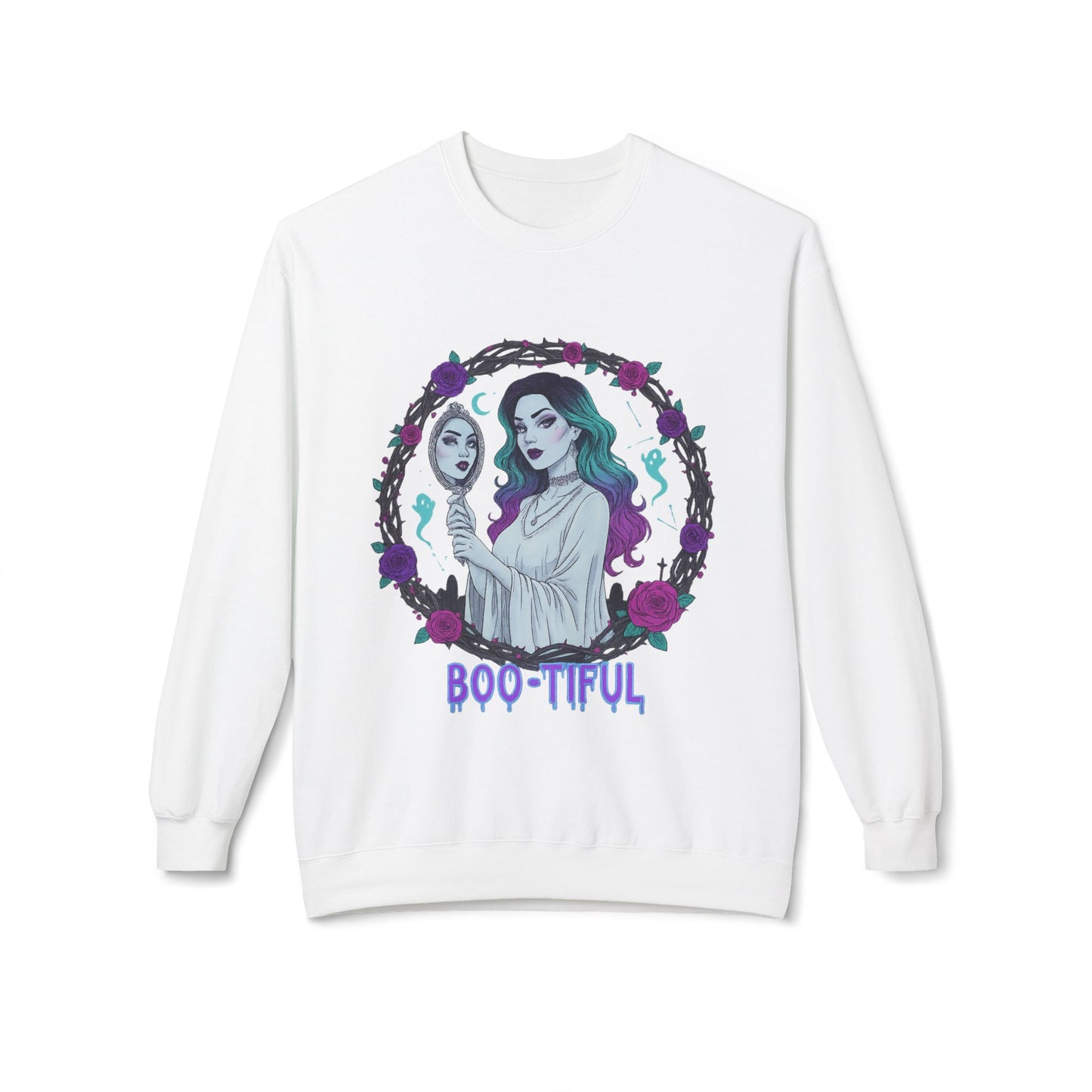 Boo-tiful - Gothic Witch Crewneck Unisex Sweatshirt - Cozy Halloween Apparel
