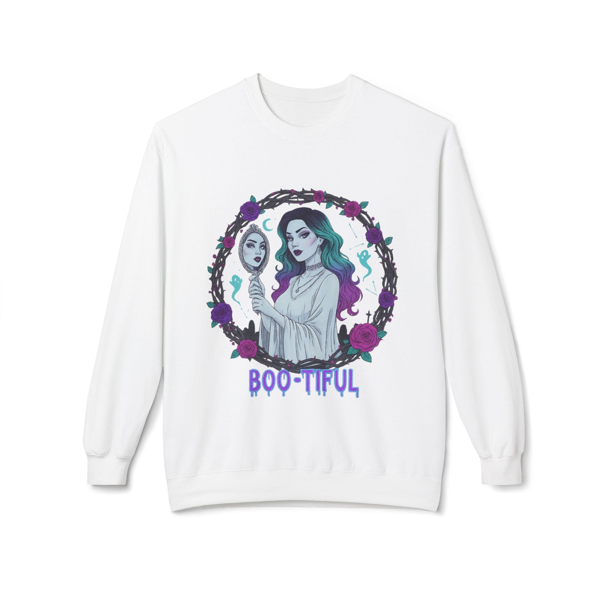 Boo-tiful - Gothic Witch Crewneck Unisex Sweatshirt - Cozy Halloween Apparel