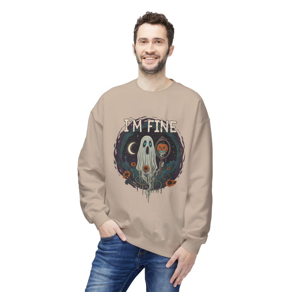 I'm Fine 2 - Crewneck Unisex Sweatshirt - Cozy Halloween Apparel