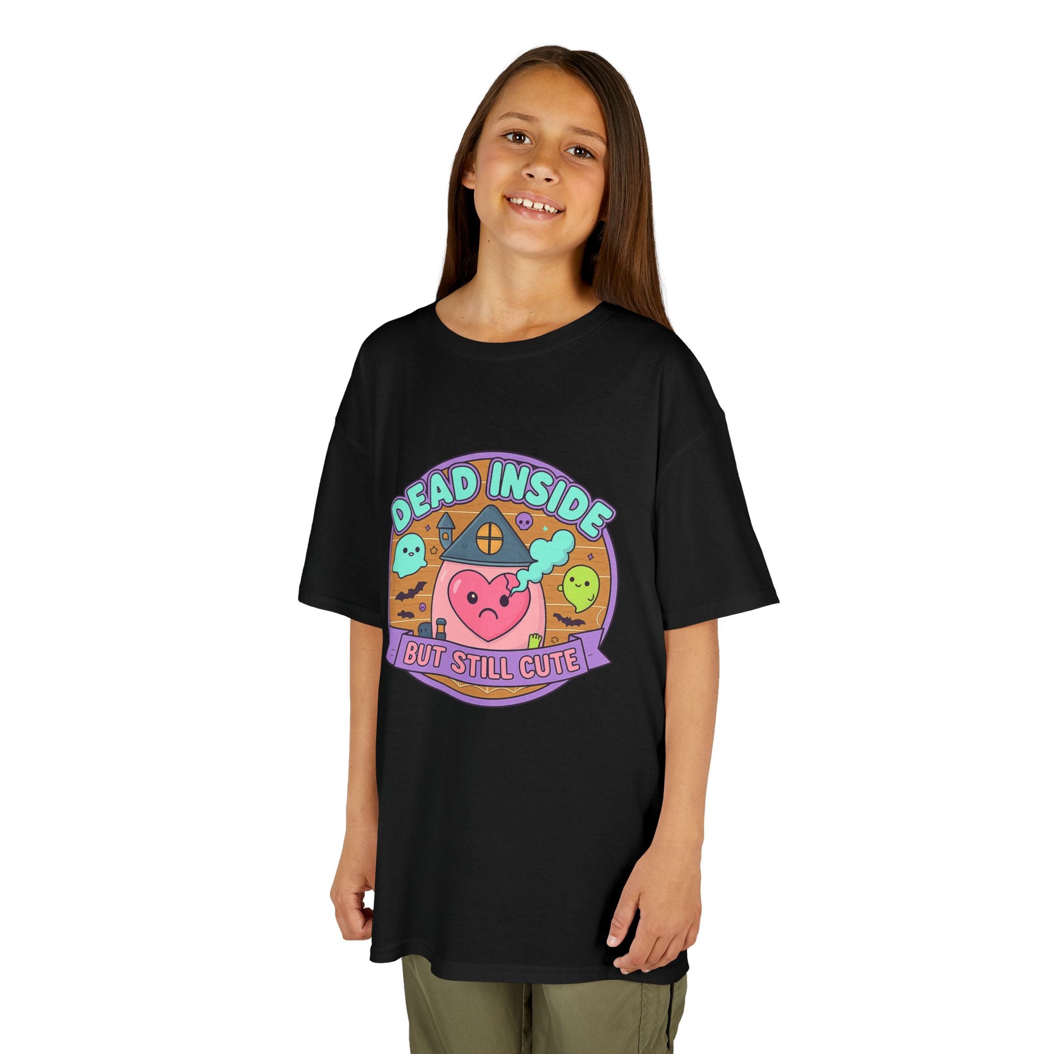 Dead Inside But Still Cute - Cute Kids Heavy Cotton Tee ,  Fun Graphic Tee for Kids