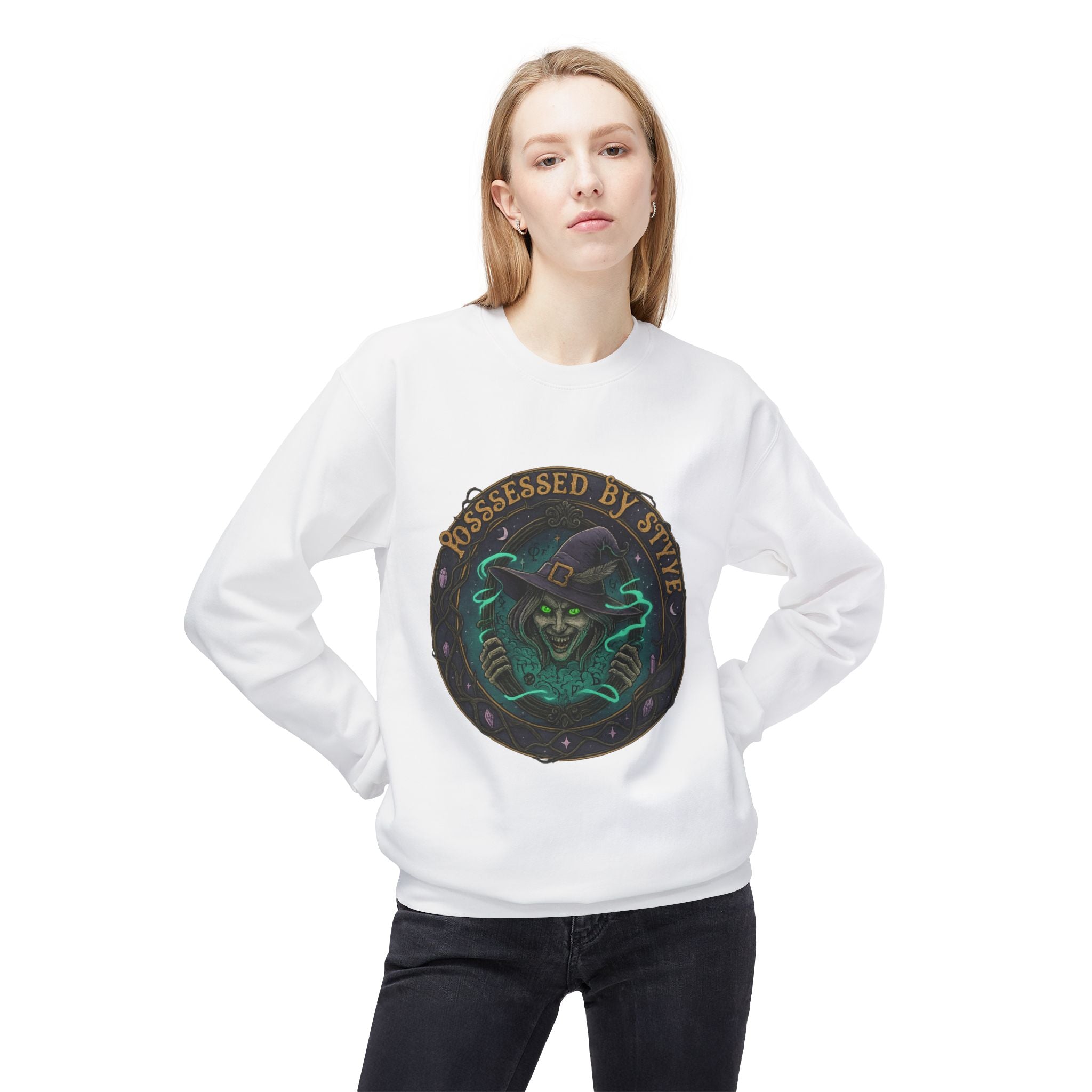 Possessed by Style 3 - Crewneck Unisex Sweatshirt - Cozy Halloween Apparel