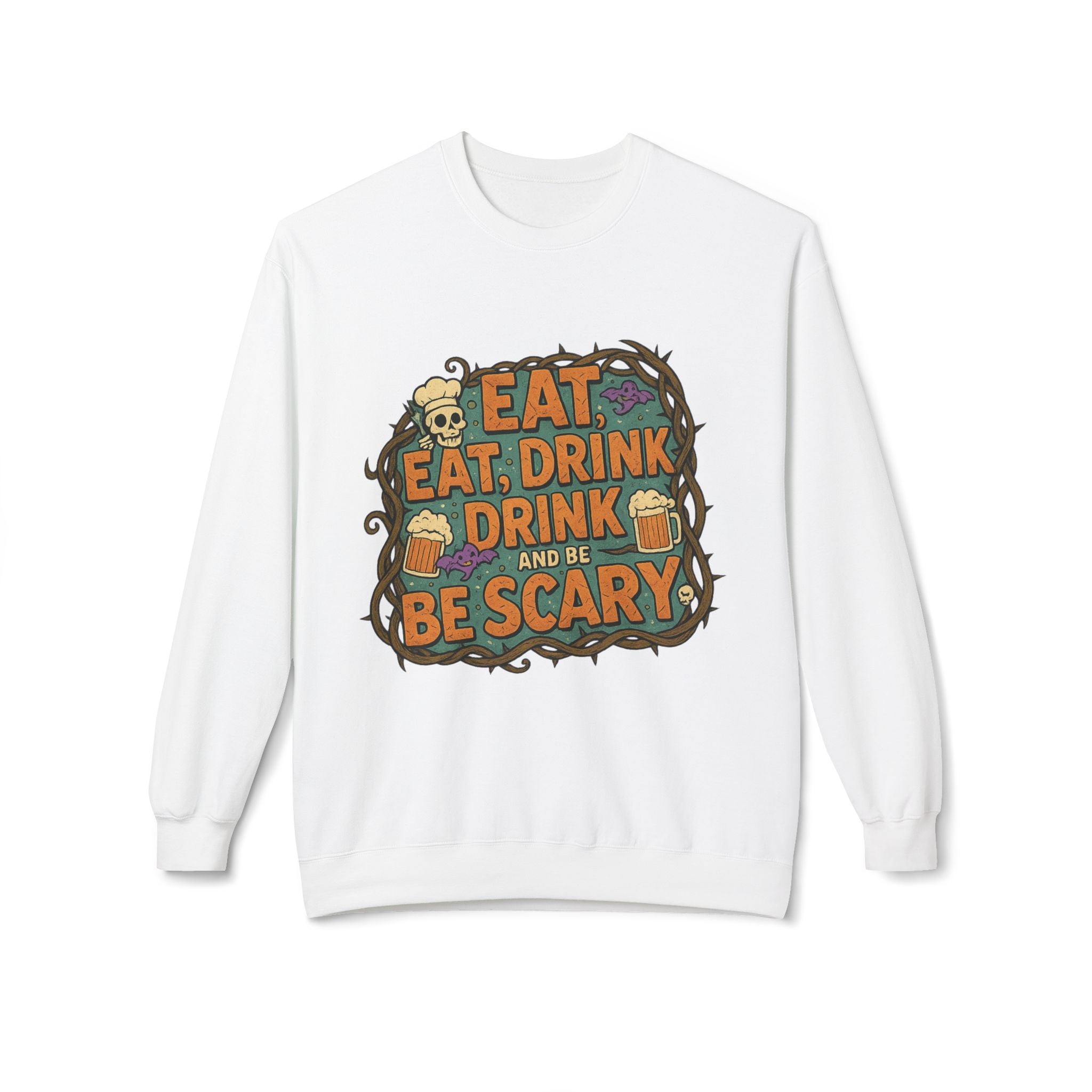 Eat, Drink, and Be Scary 2 - Crewneck Unisex Sweatshirt - Cozy Halloween Apparel