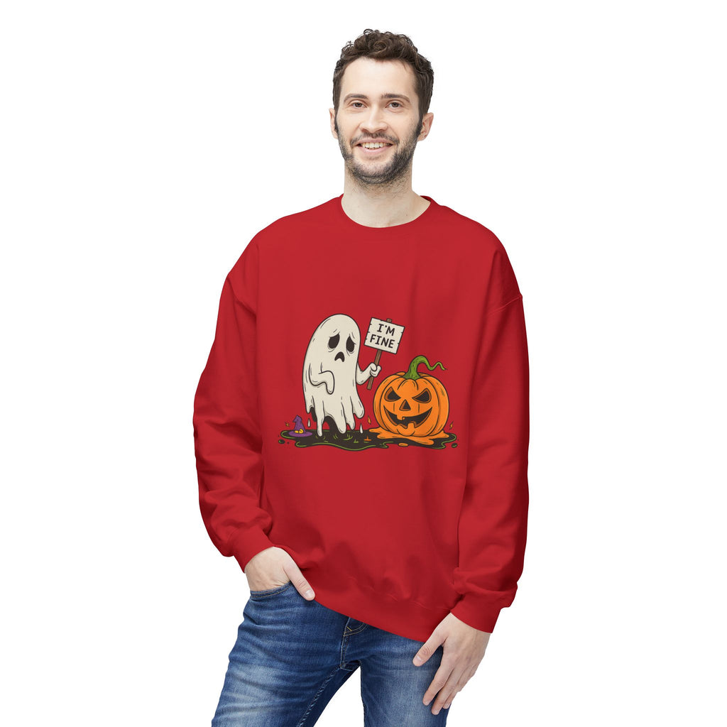 I'm Fine 1 - Crewneck Unisex Sweatshirt - Cozy Halloween Apparel