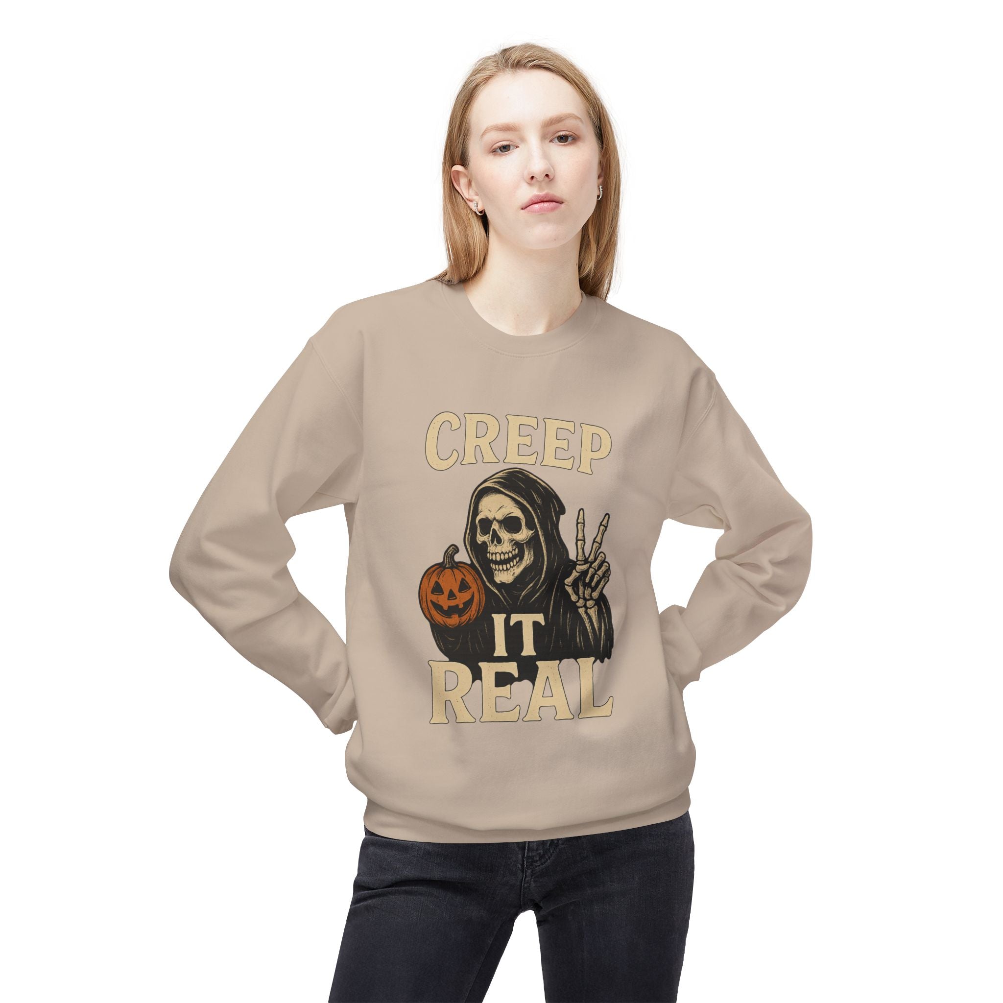 Creep It Real 1 - Crewneck Unisex Sweatshirt - Cozy Halloween Apparel