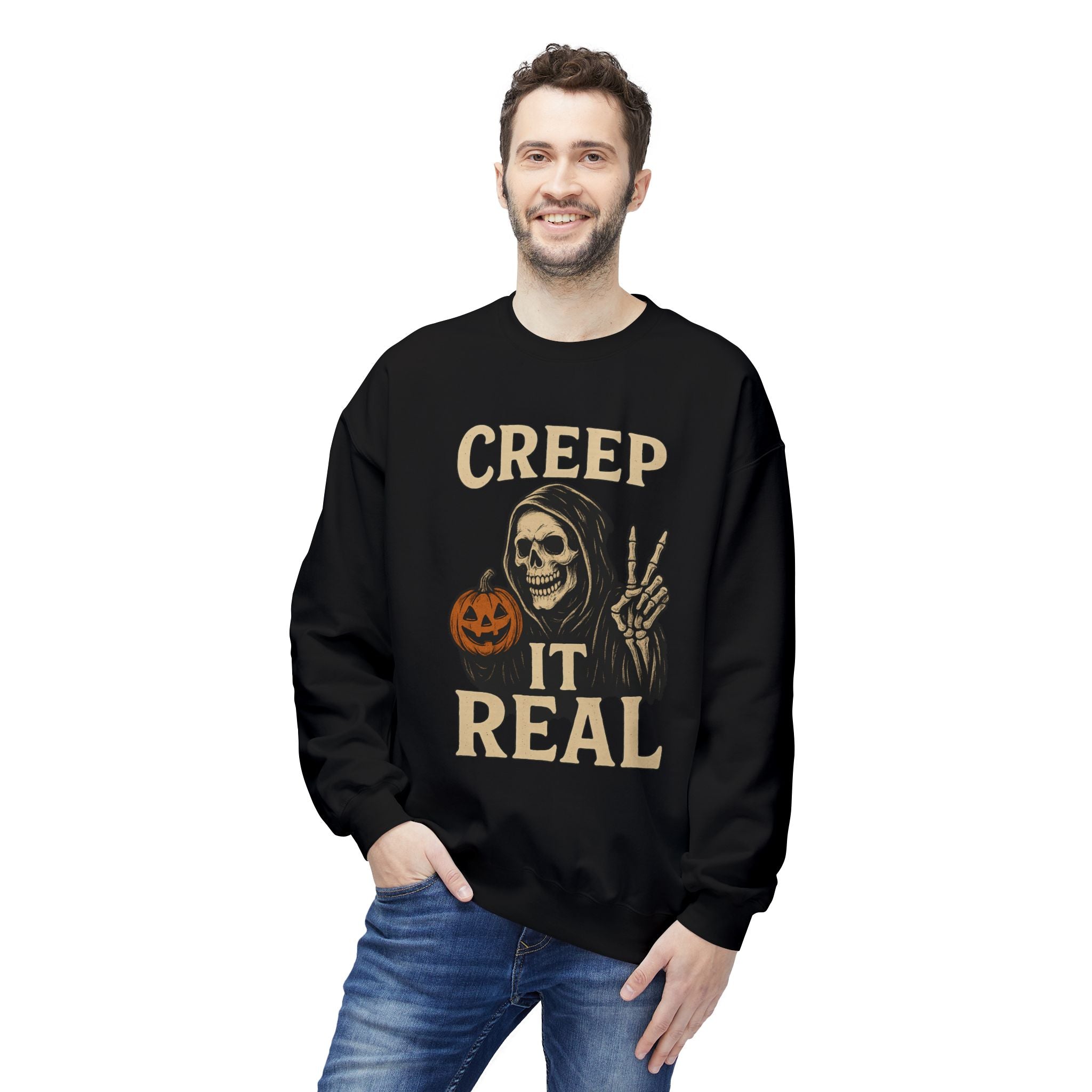 Creep It Real 1 - Crewneck Unisex Sweatshirt - Cozy Halloween Apparel
