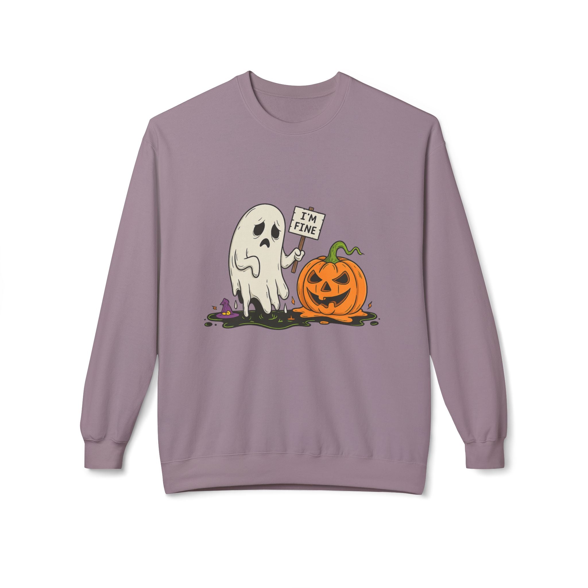 I'm Fine 1 - Crewneck Unisex Sweatshirt - Cozy Halloween Apparel