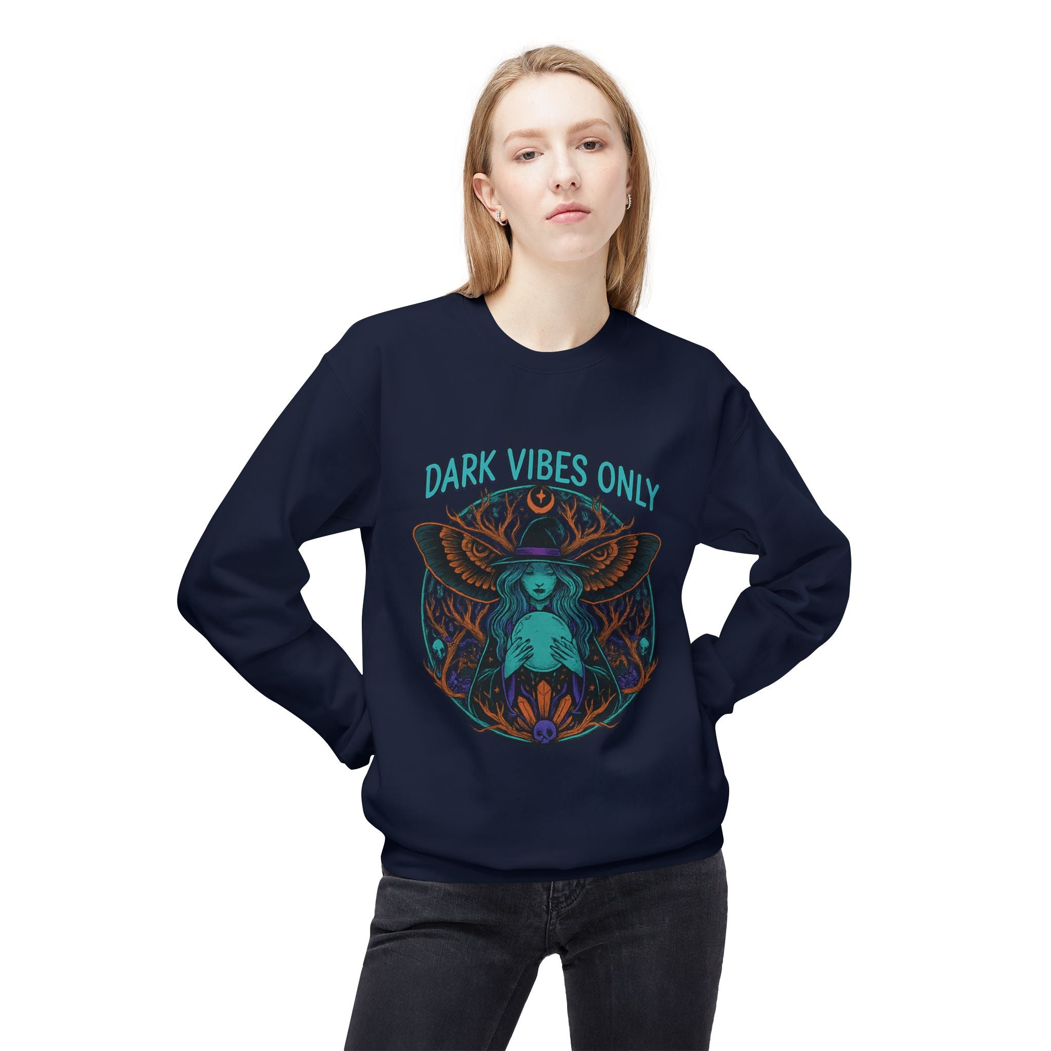 Dark Vibes Only 1 - Crewneck Unisex Sweatshirt - Cozy Halloween Apparel