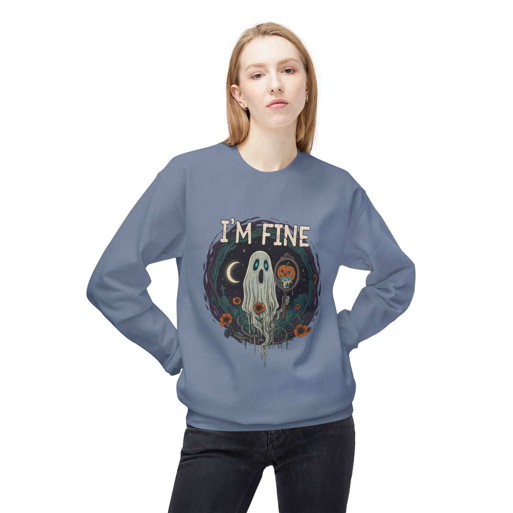 I'm Fine 2 - Crewneck Unisex Sweatshirt - Cozy Halloween Apparel
