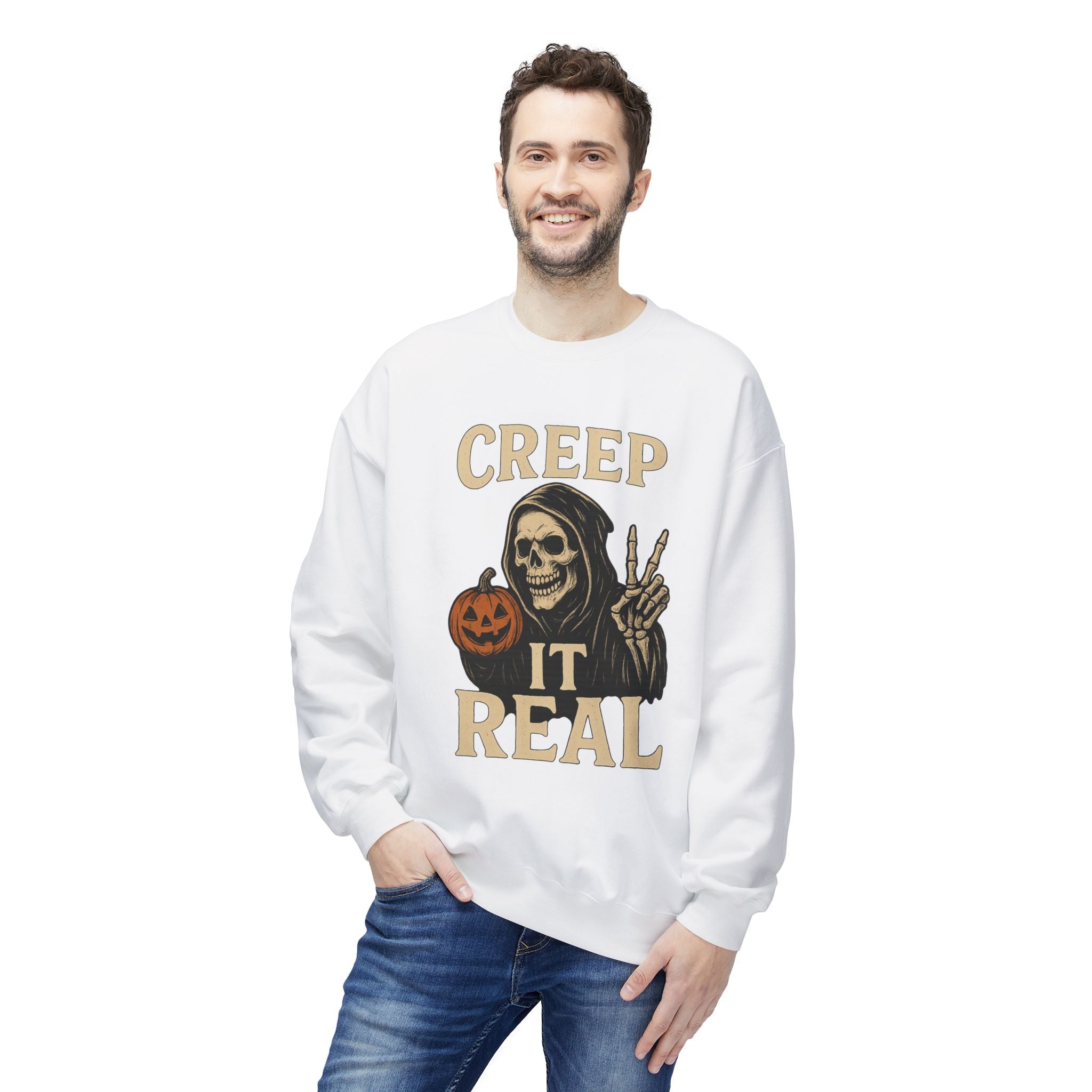 Creep It Real 1 - Crewneck Unisex Sweatshirt - Cozy Halloween Apparel