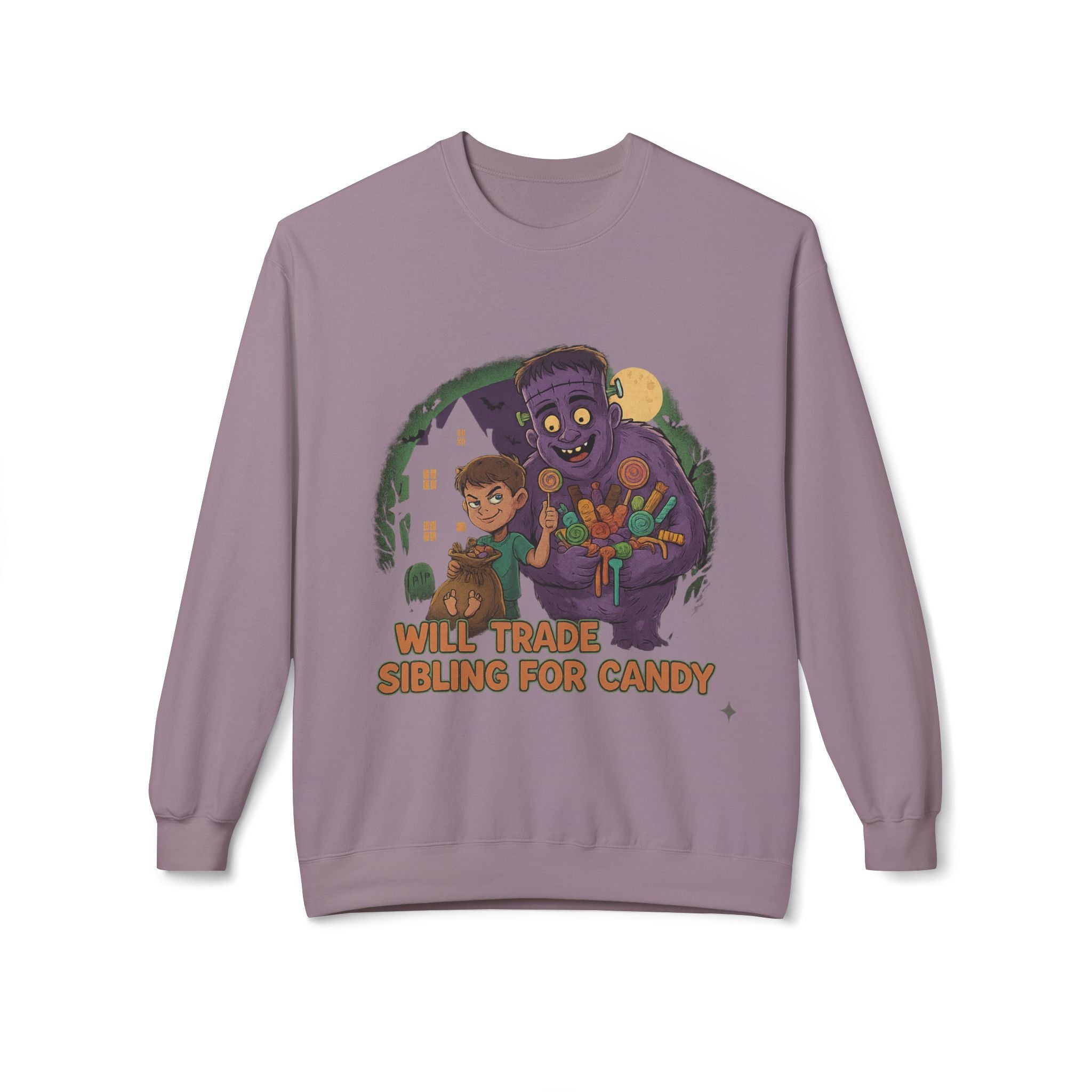 Will Trade Sibling for Candy 1 - Crewneck Unisex Sweatshirt - Cozy Halloween Apparel