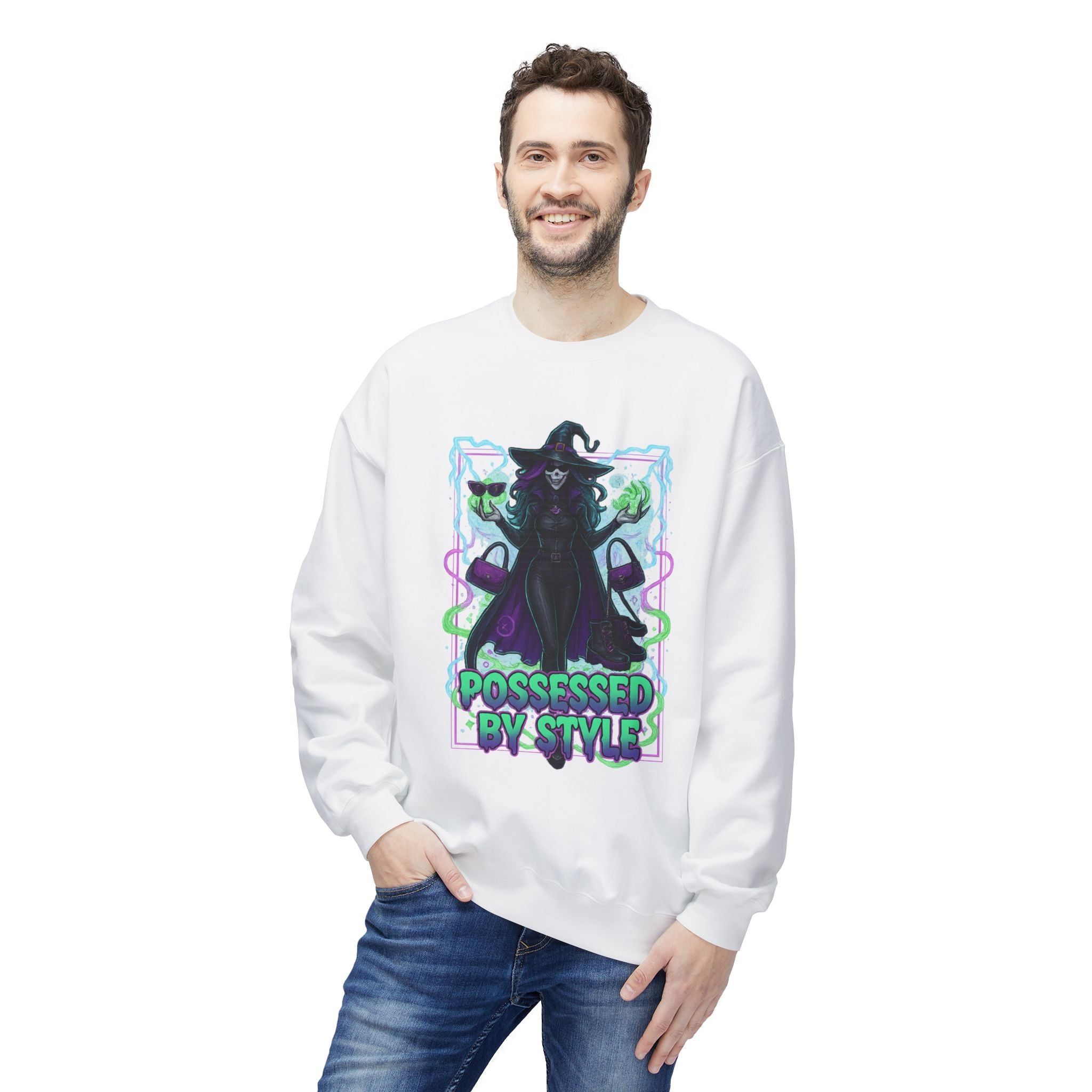 Possessed by Style 4 - Crewneck Unisex Sweatshirt - Cozy Halloween Apparel