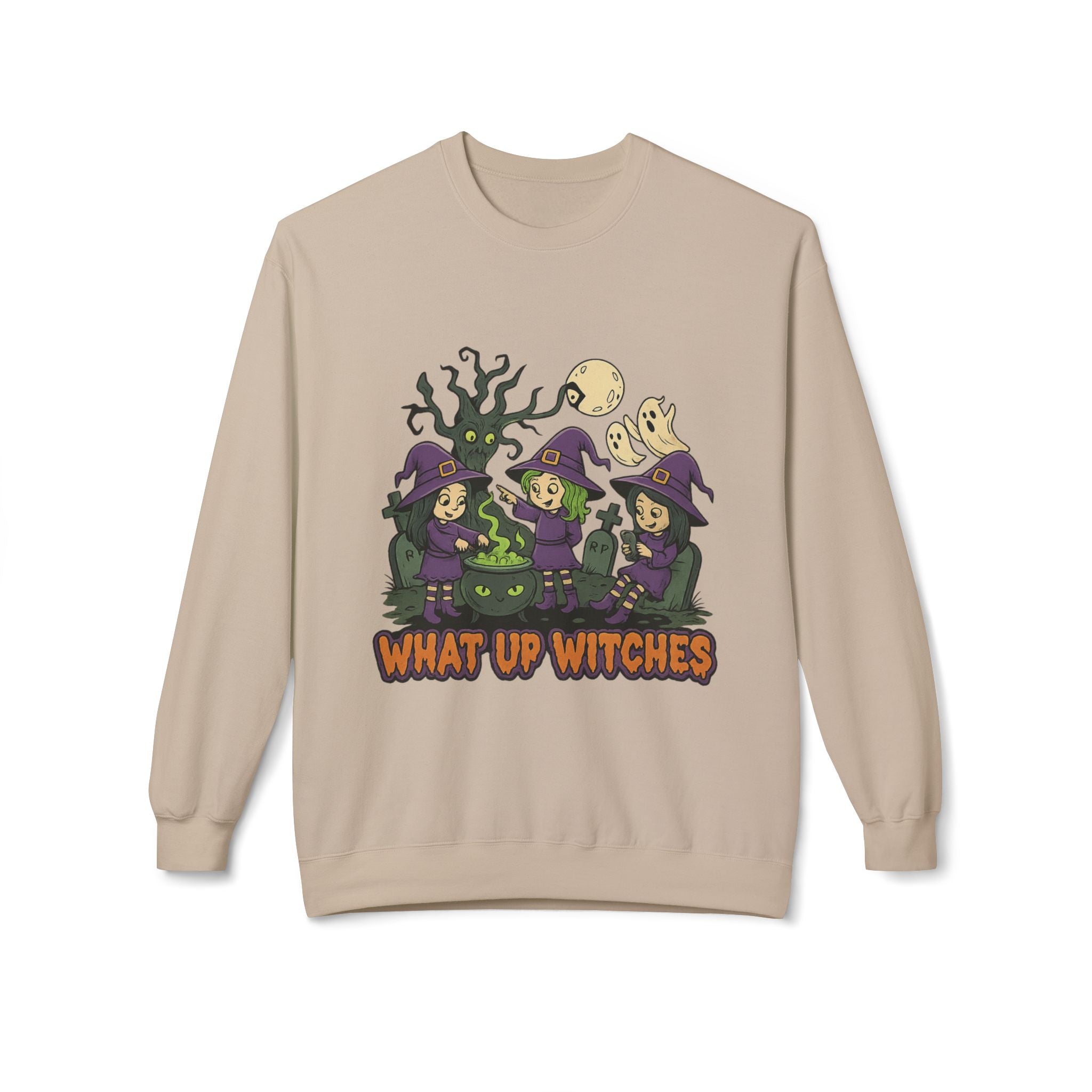What Up Witches 2.1 - Crewneck Unisex Sweatshirt - Cozy Halloween Apparel