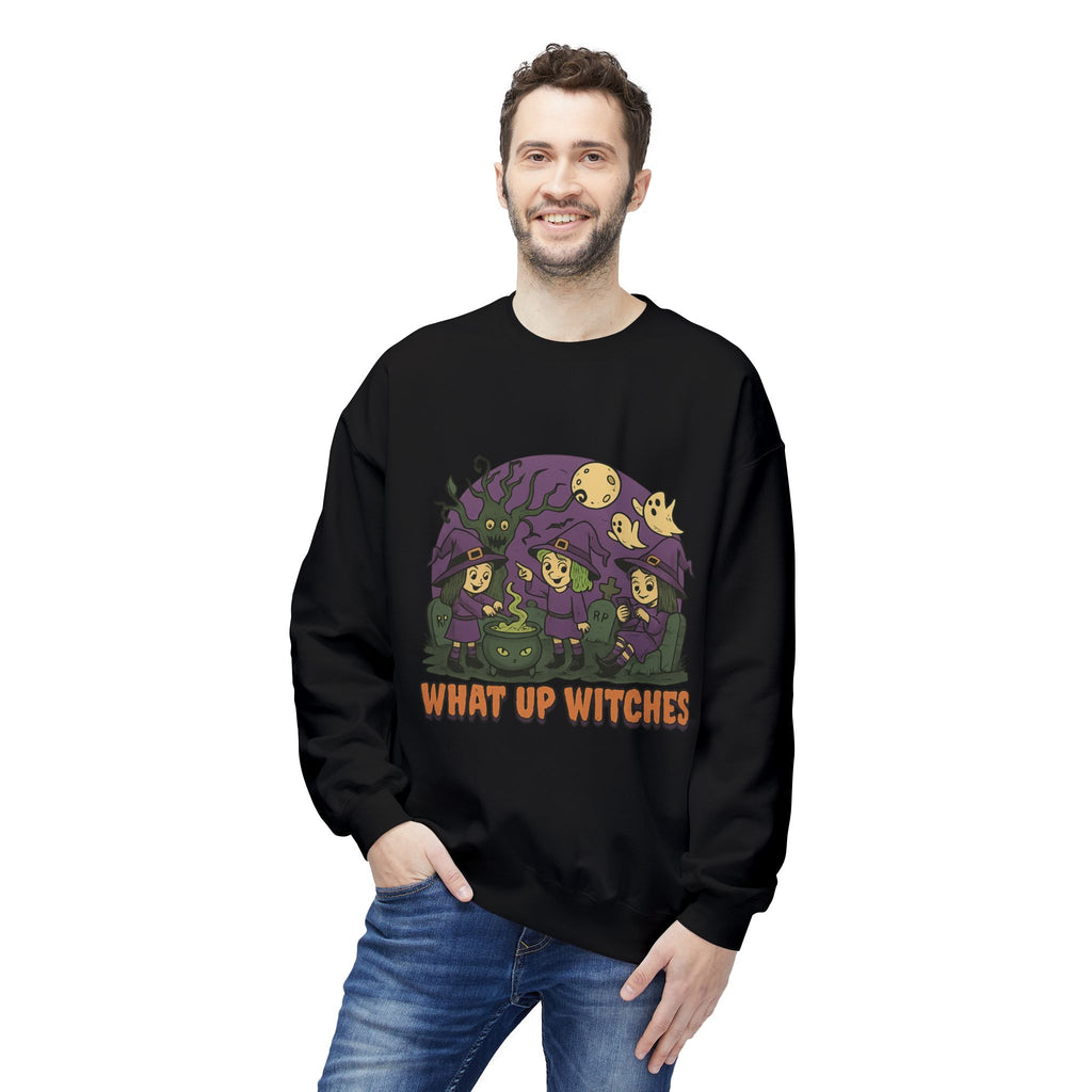 What Up Witches 2.2 - Crewneck Unisex Sweatshirt - Cozy Halloween Apparel