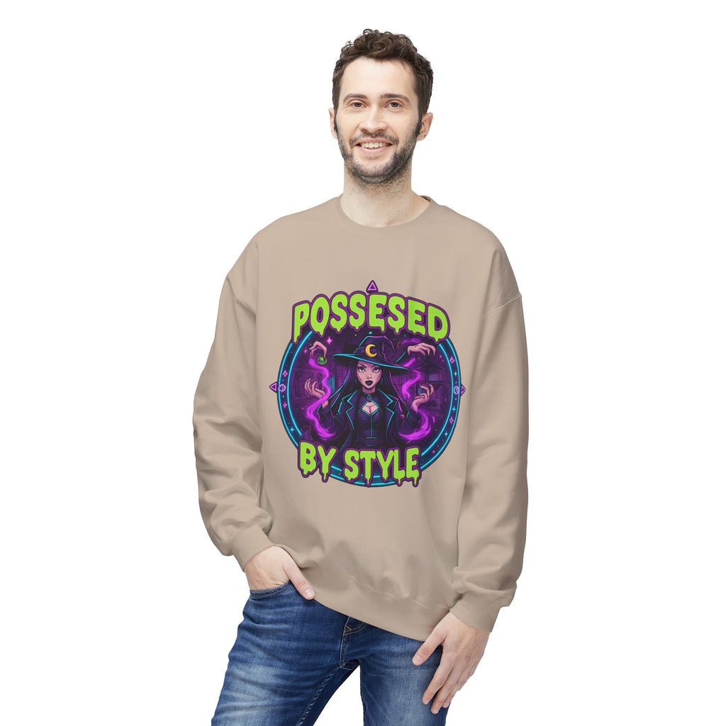 Possessed by Style 2 - Crewneck Unisex Sweatshirt - Cozy Halloween Apparel