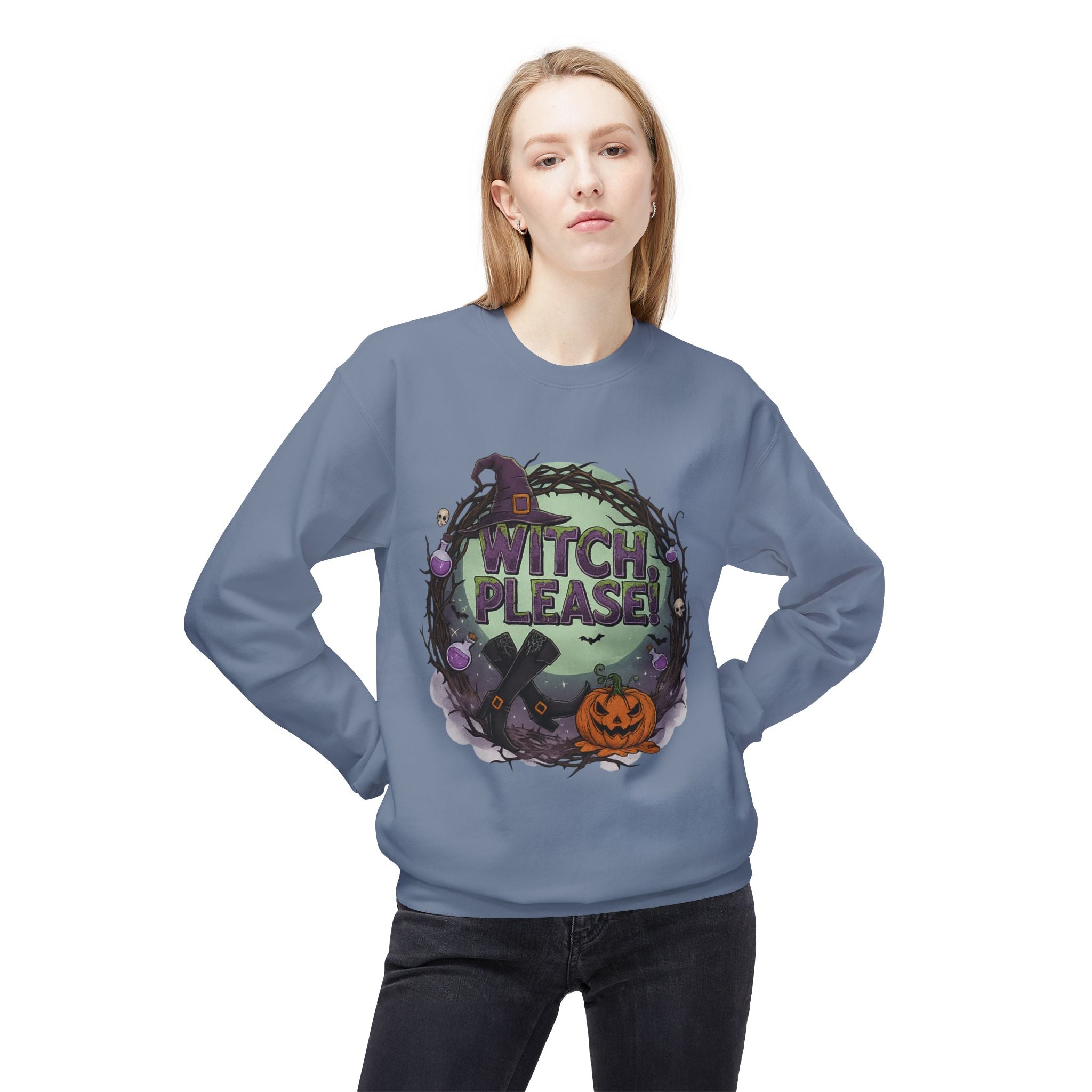 Witch, Please! 1 - Crewneck Unisex Sweatshirt - Cozy Halloween Apparel