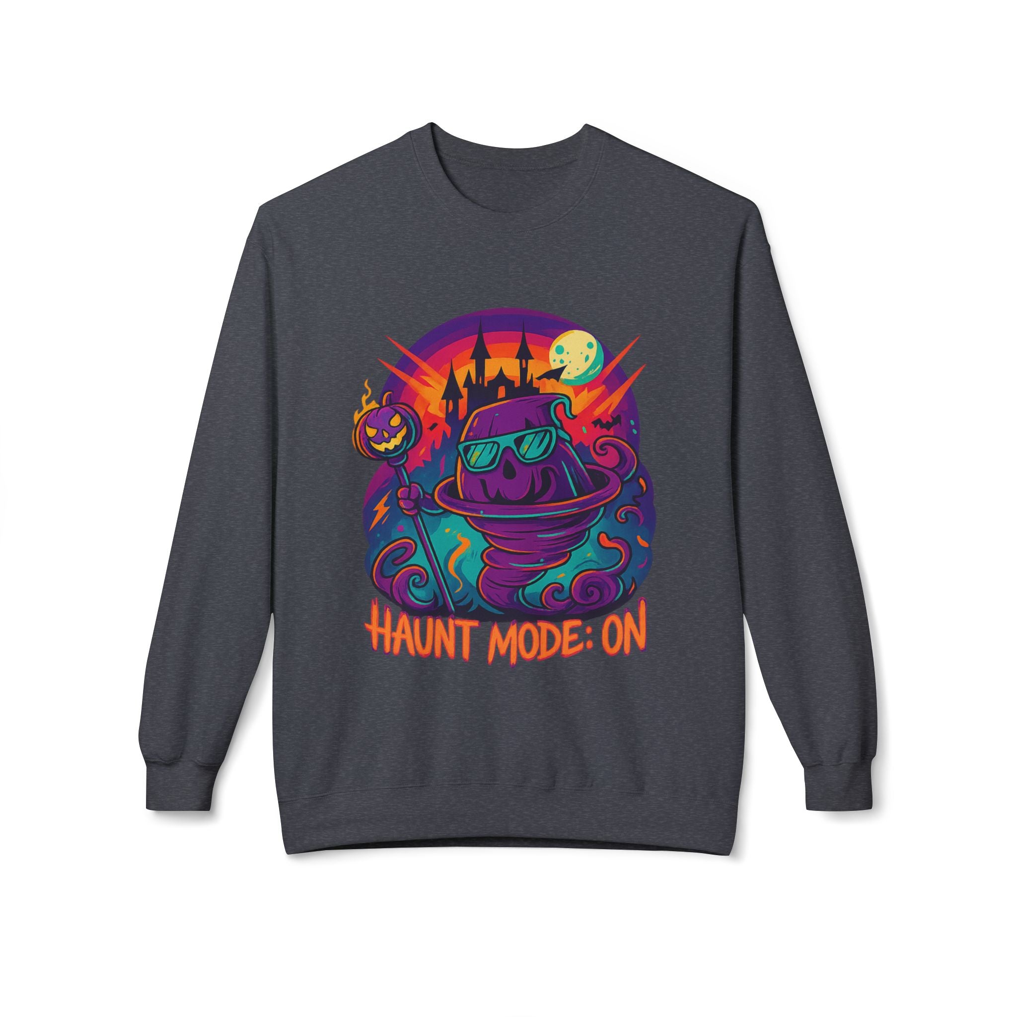 Haunt Mode ON 4 - Crewneck Unisex Sweatshirt - Cozy Halloween Apparel