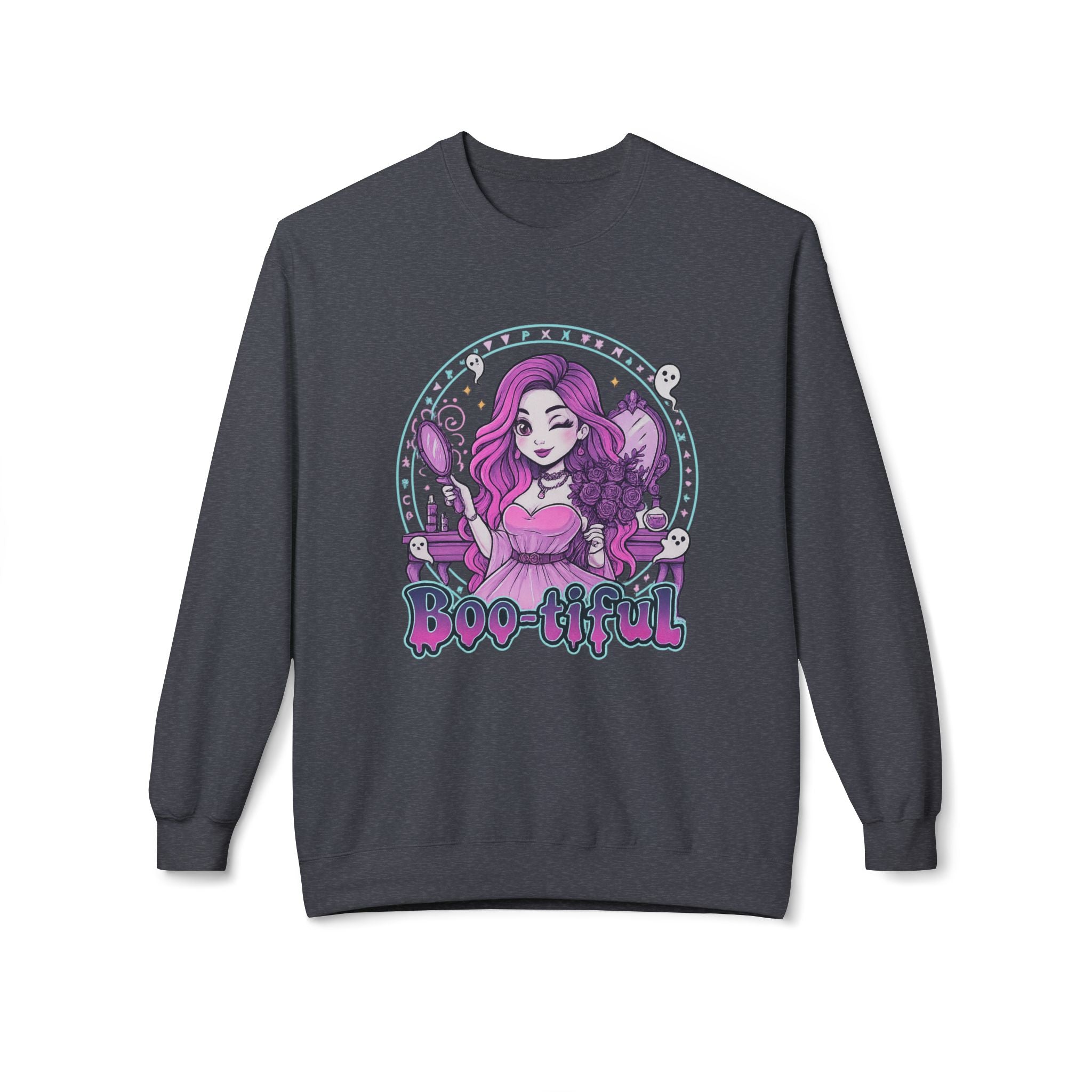 Boo-tiful 3- Gothic Witch Crewneck Unisex Sweatshirt - Cozy Halloween Apparel