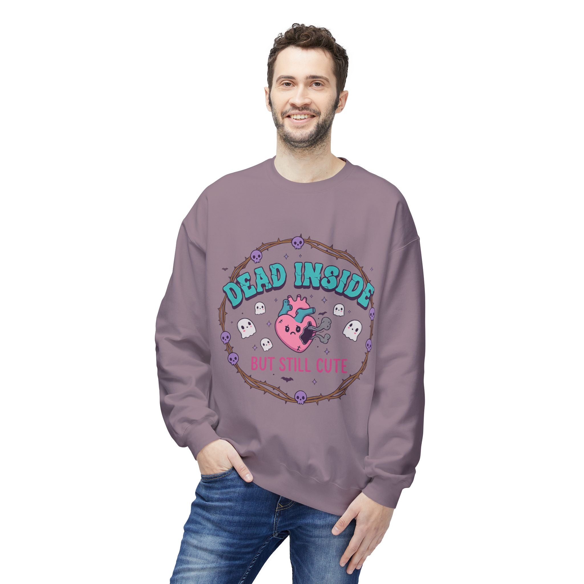 Dead Inside, But Still Cute 1- Crewneck Unisex Sweatshirt - Cozy Halloween Apparel