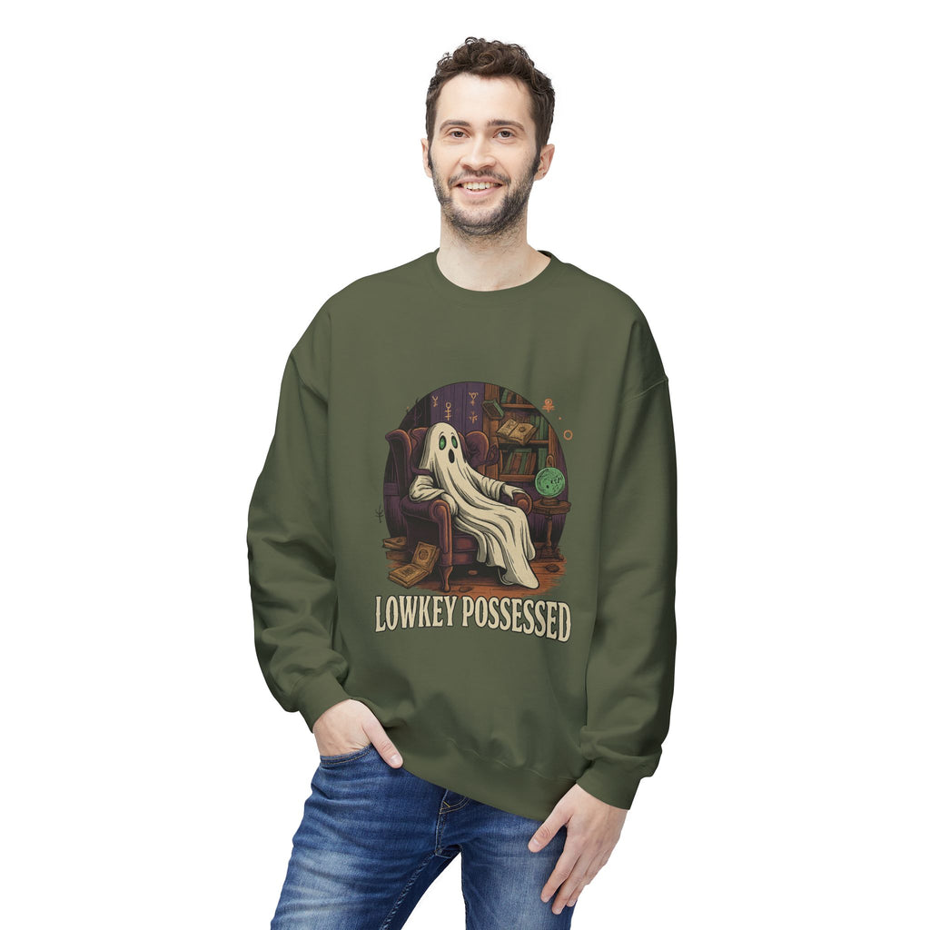 Lowkey Possessed 1 - Crewneck Unisex Sweatshirt - Cozy Halloween Apparel