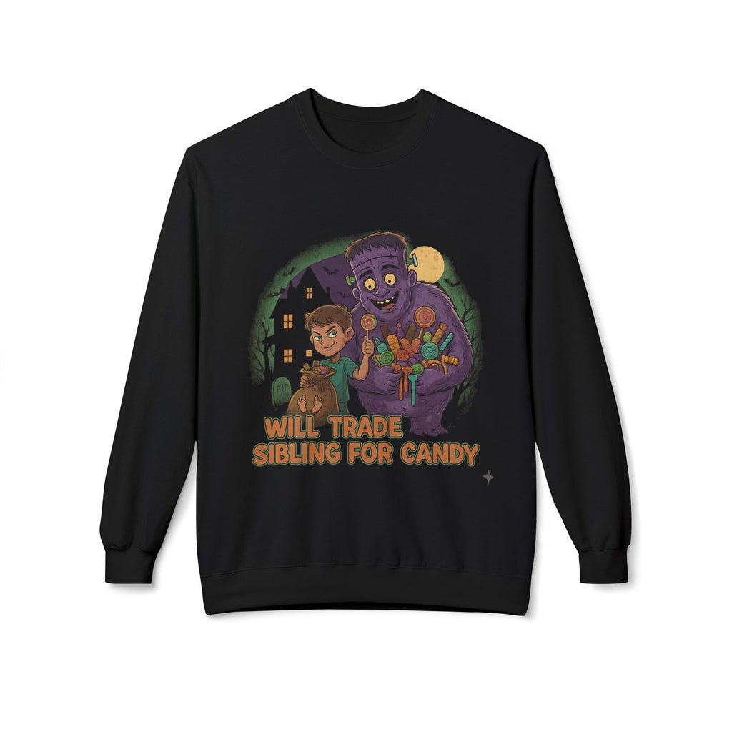Will Trade Sibling for Candy 1 - Crewneck Unisex Sweatshirt - Cozy Halloween Apparel