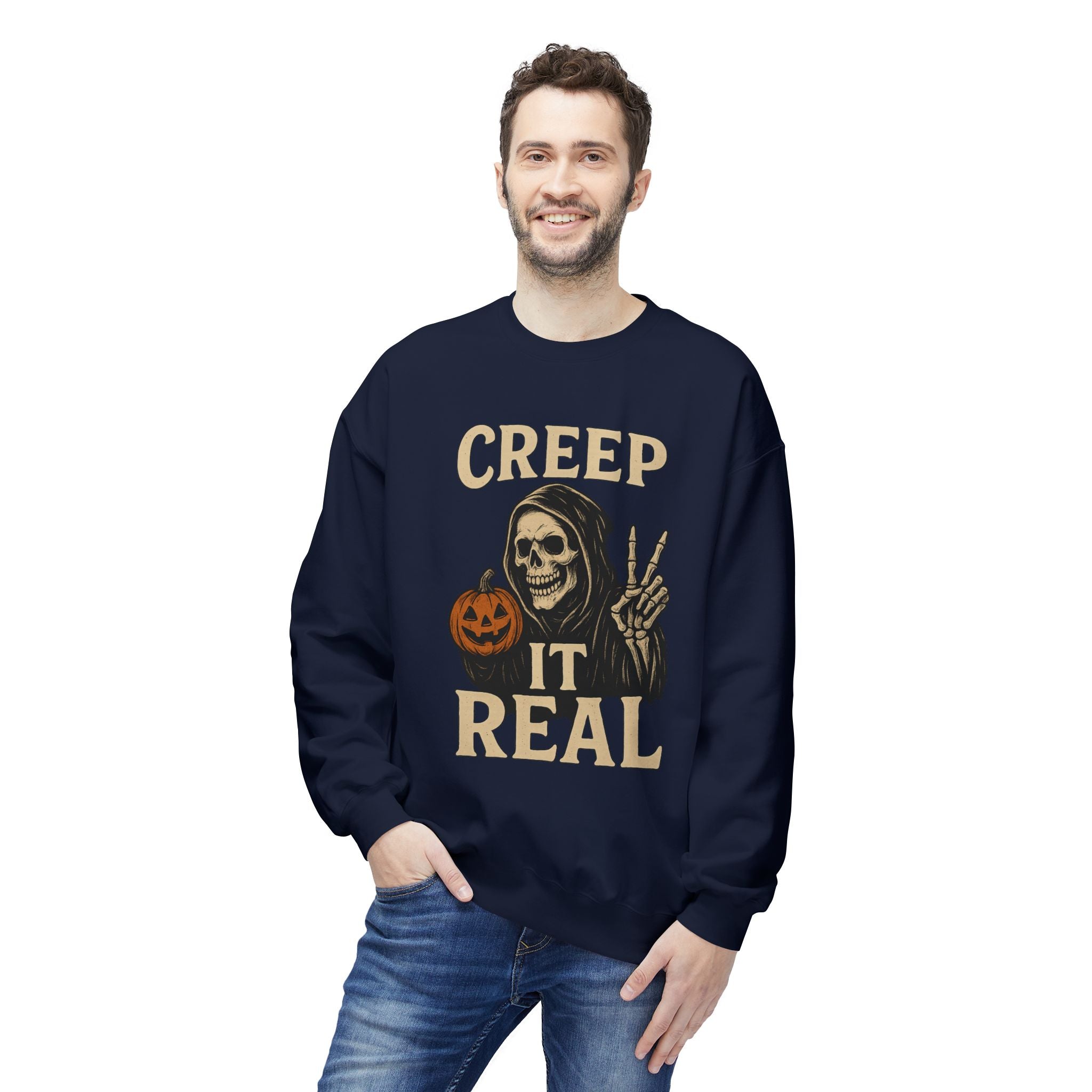 Creep It Real 1 - Crewneck Unisex Sweatshirt - Cozy Halloween Apparel