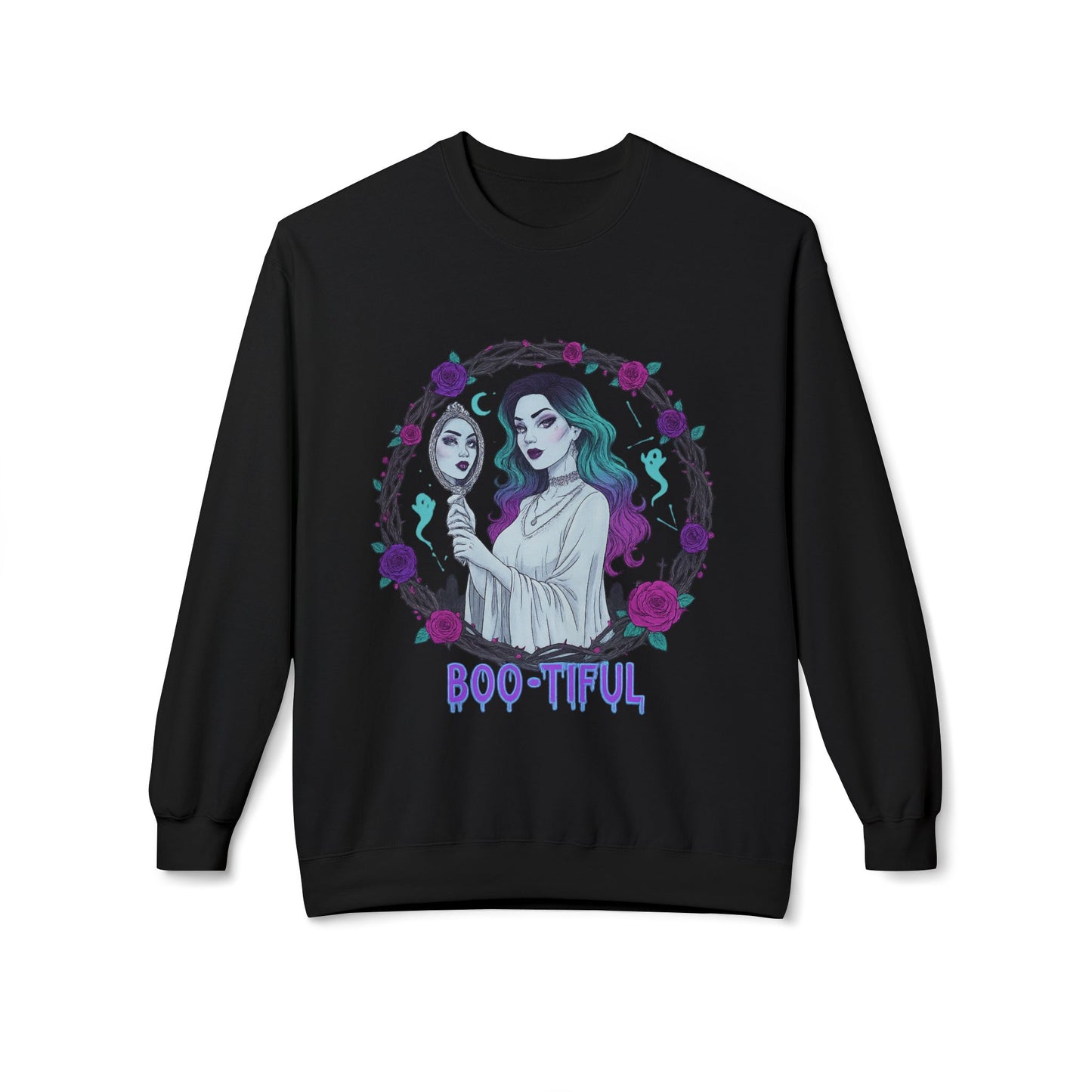 Boo-tiful - Gothic Witch Crewneck Unisex Sweatshirt - Cozy Halloween Apparel