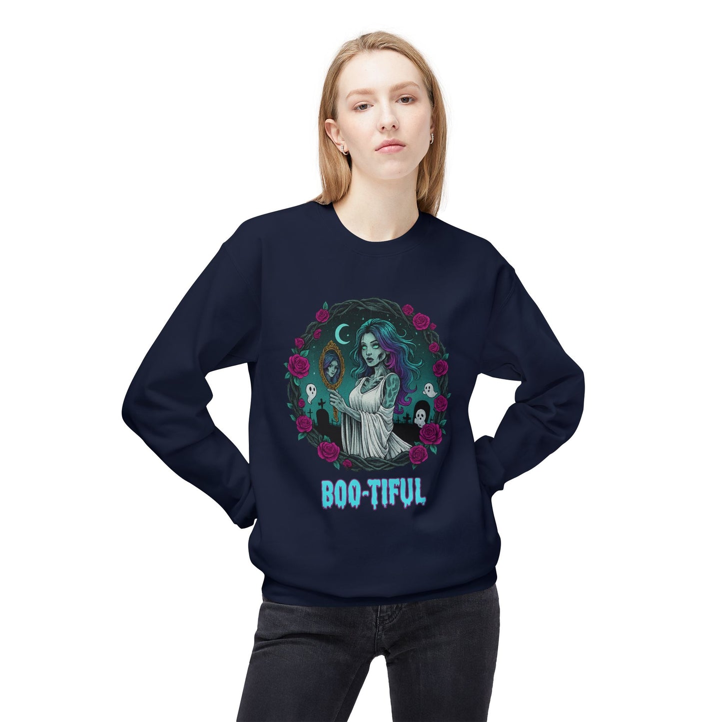Boo-tiful 4.2- Gothic Witch Crewneck Unisex Sweatshirt - Cozy Halloween Apparel