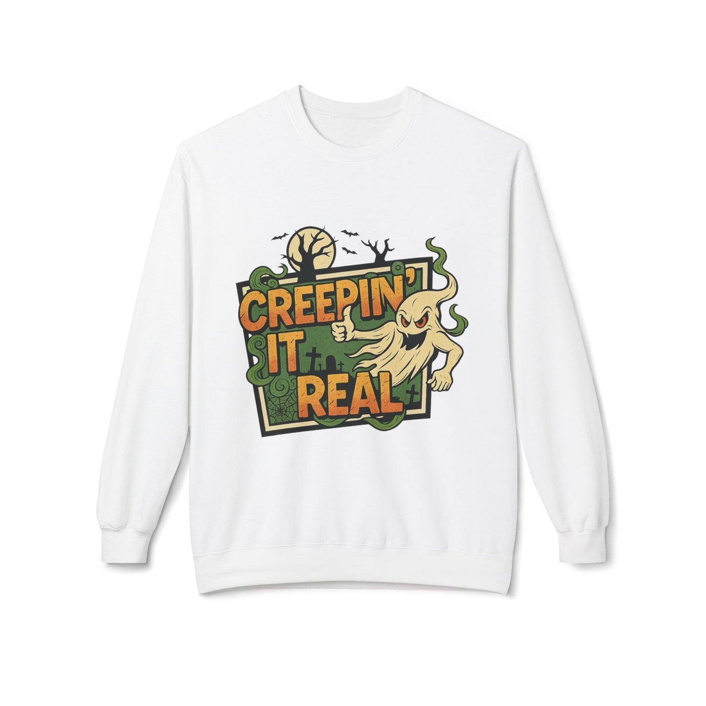 Creepin’ It Real 1- Crewneck Unisex Sweatshirt - Cozy Halloween Apparel