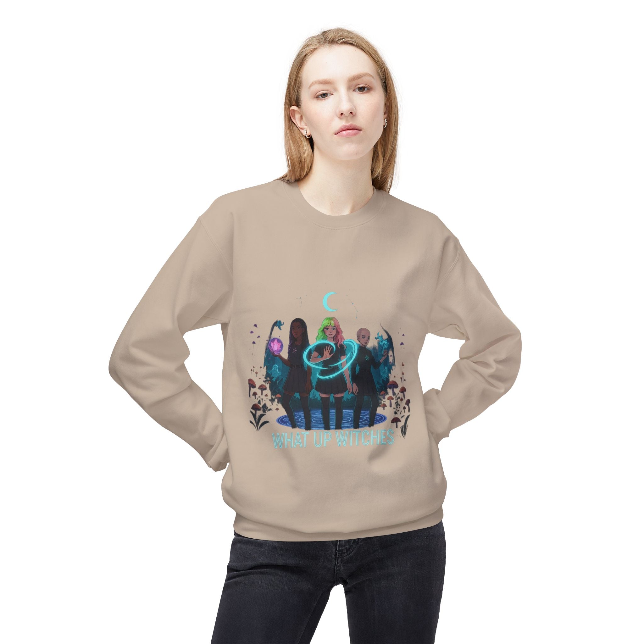 What Up Witches 3 - Crewneck Unisex Sweatshirt - Cozy Halloween Apparel