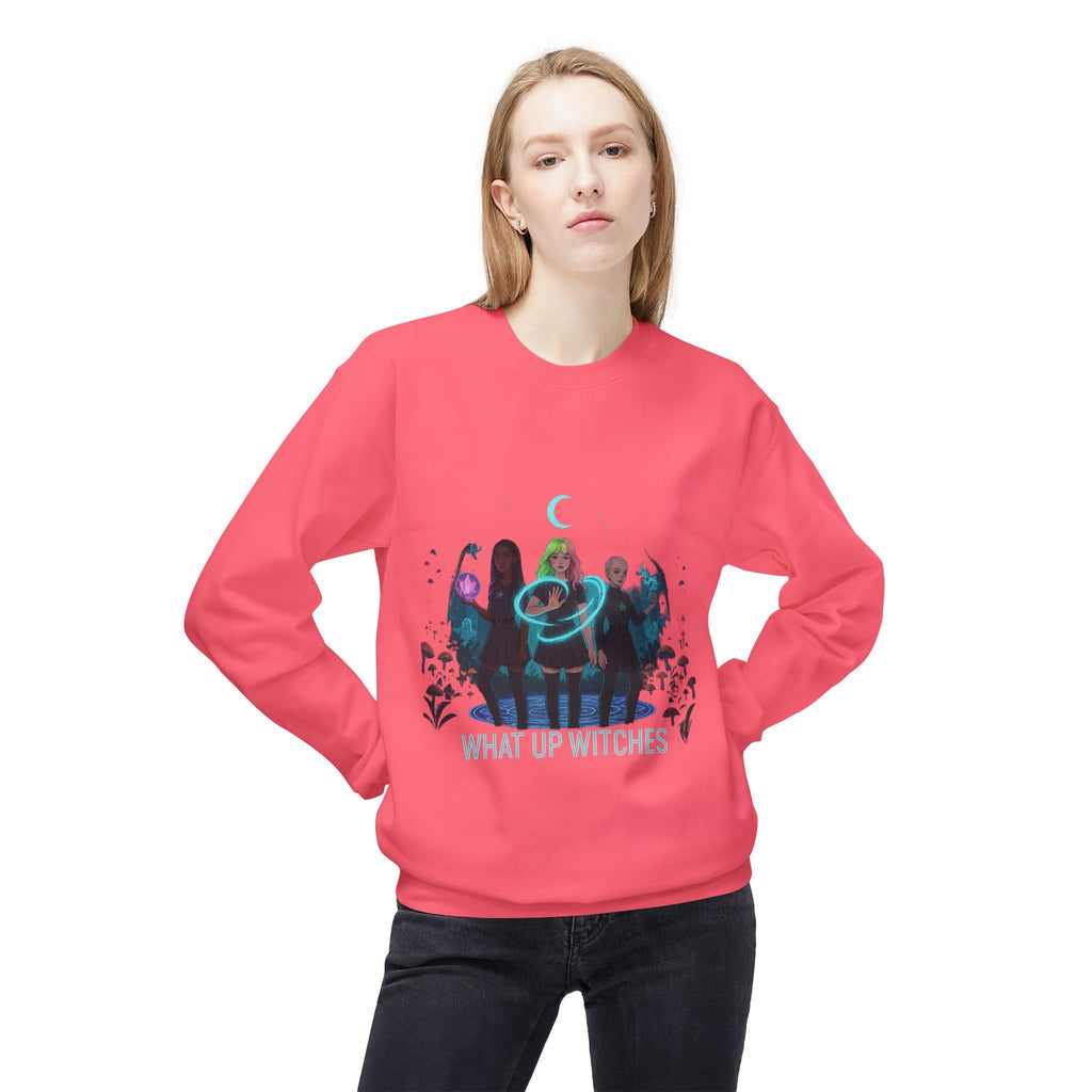 What Up Witches 3 - Crewneck Unisex Sweatshirt - Cozy Halloween Apparel