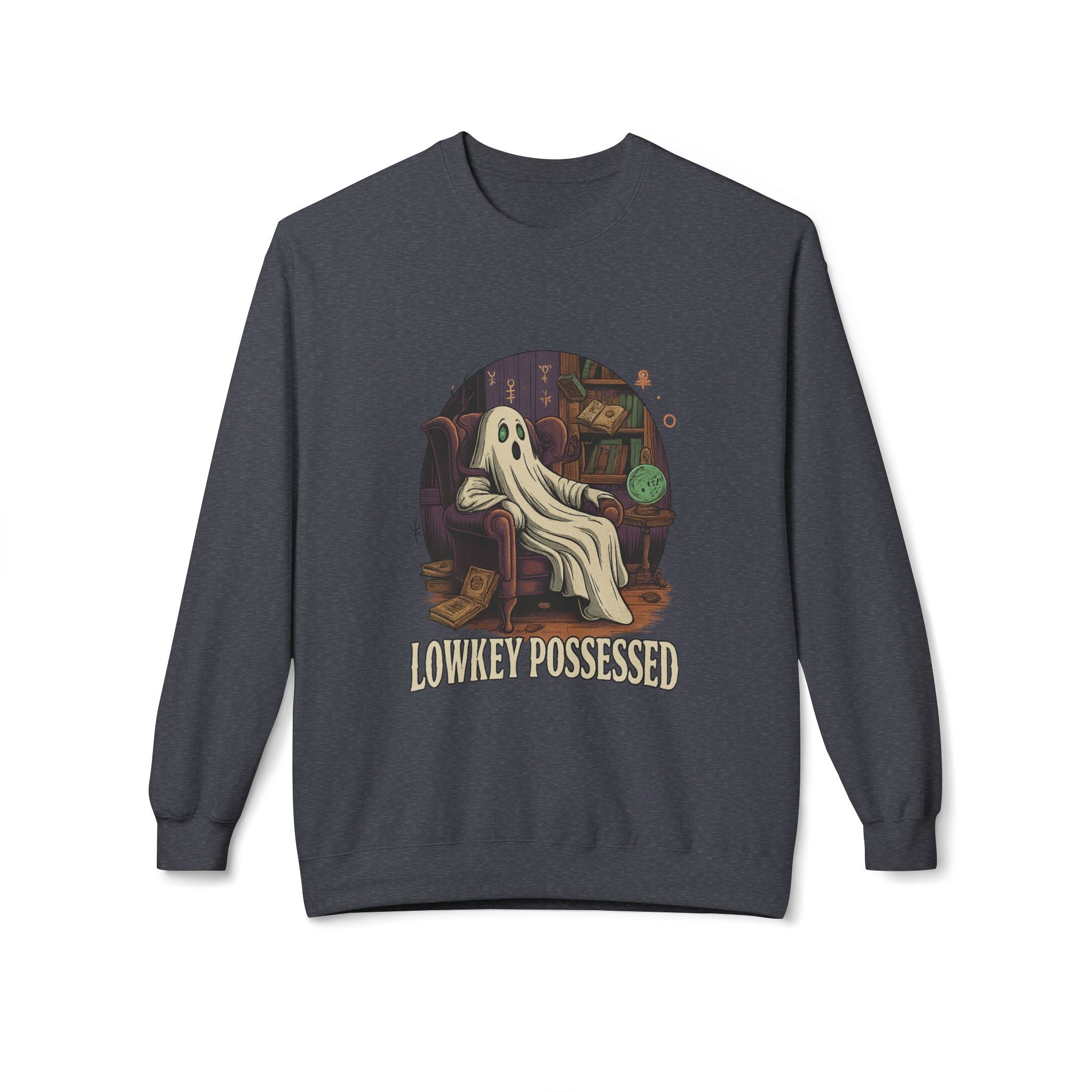 Lowkey Possessed 1 - Crewneck Unisex Sweatshirt - Cozy Halloween Apparel