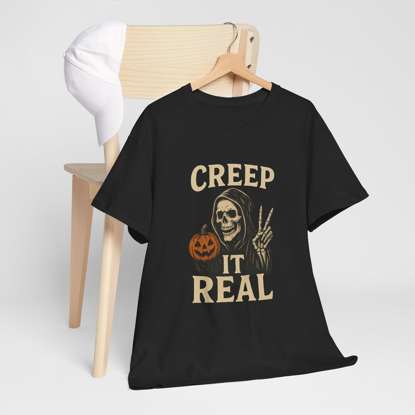 Creep It Real T-Shirt, Halloween Skull Graphic Tee, Unisex Cotton Shirt