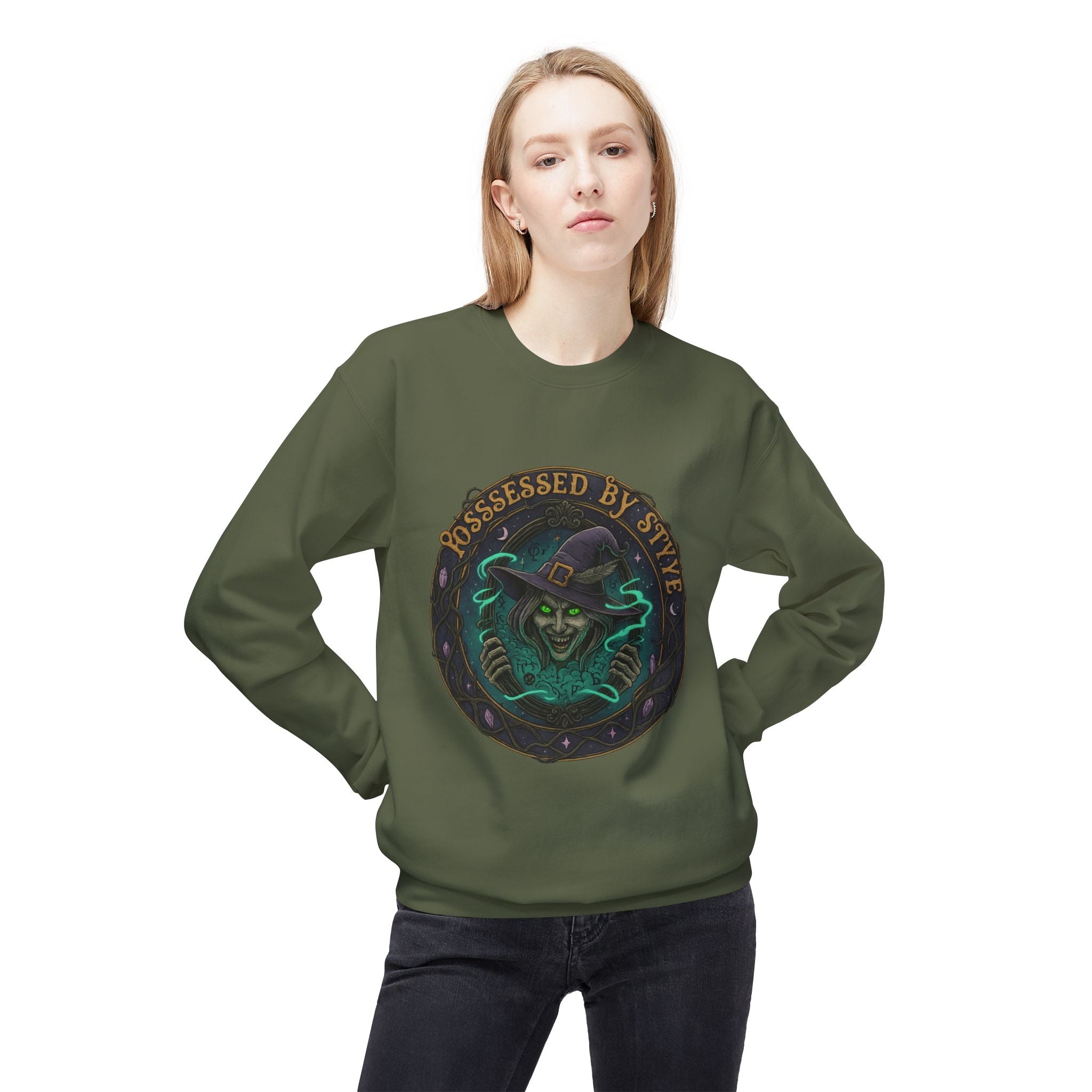 Possessed by Style 3 - Crewneck Unisex Sweatshirt - Cozy Halloween Apparel