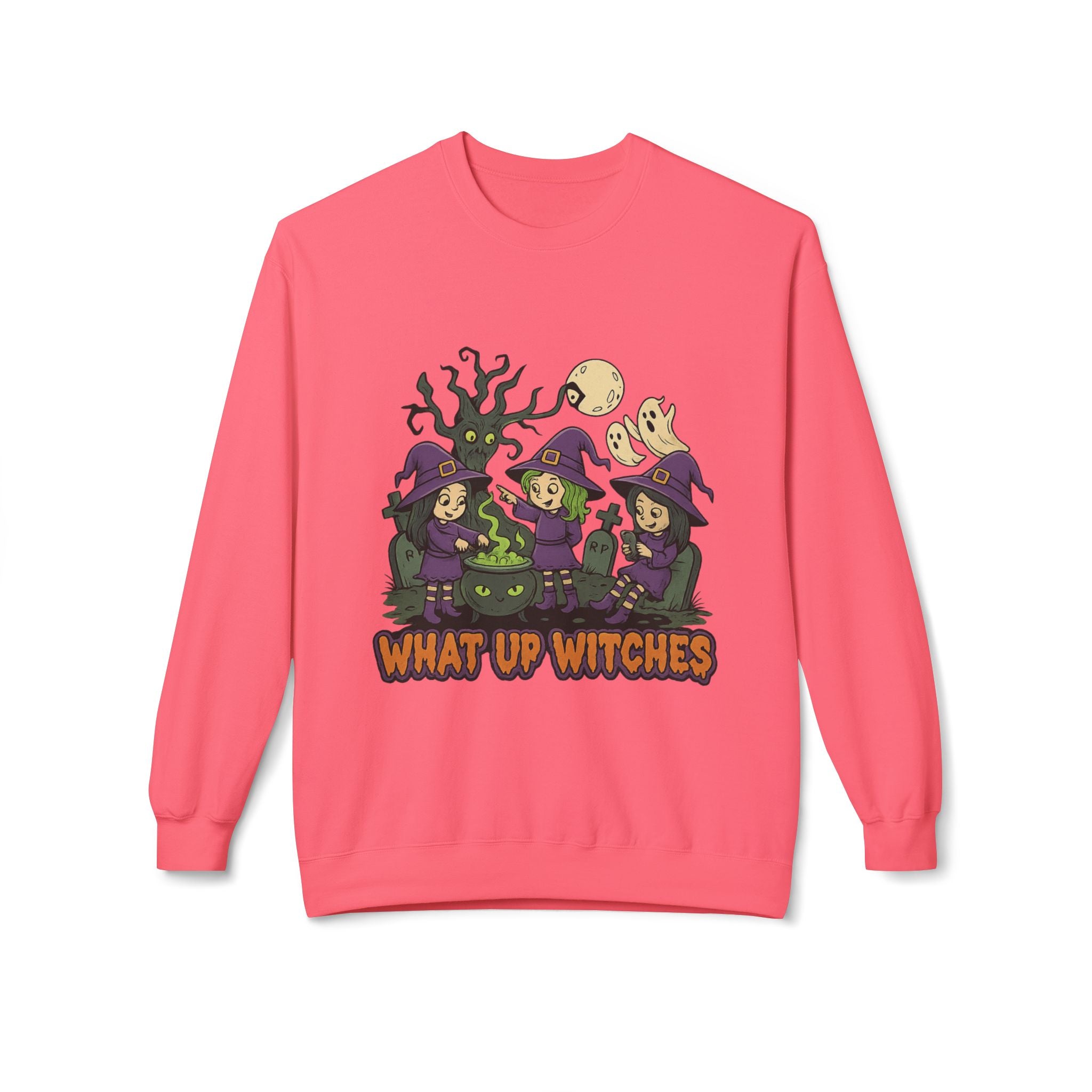 What Up Witches 2.1 - Crewneck Unisex Sweatshirt - Cozy Halloween Apparel