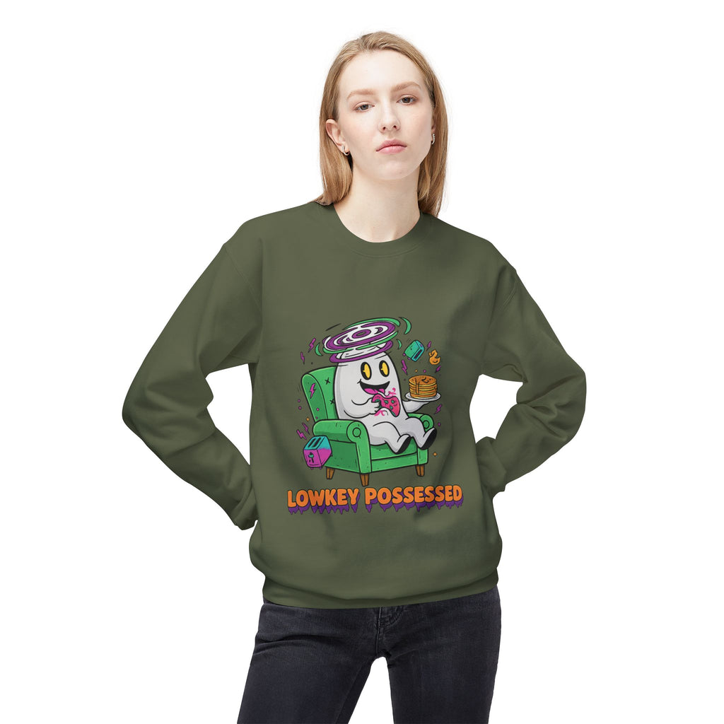 Lowkey Possessed 4 - Crewneck Unisex Sweatshirt - Cozy Halloween Apparel