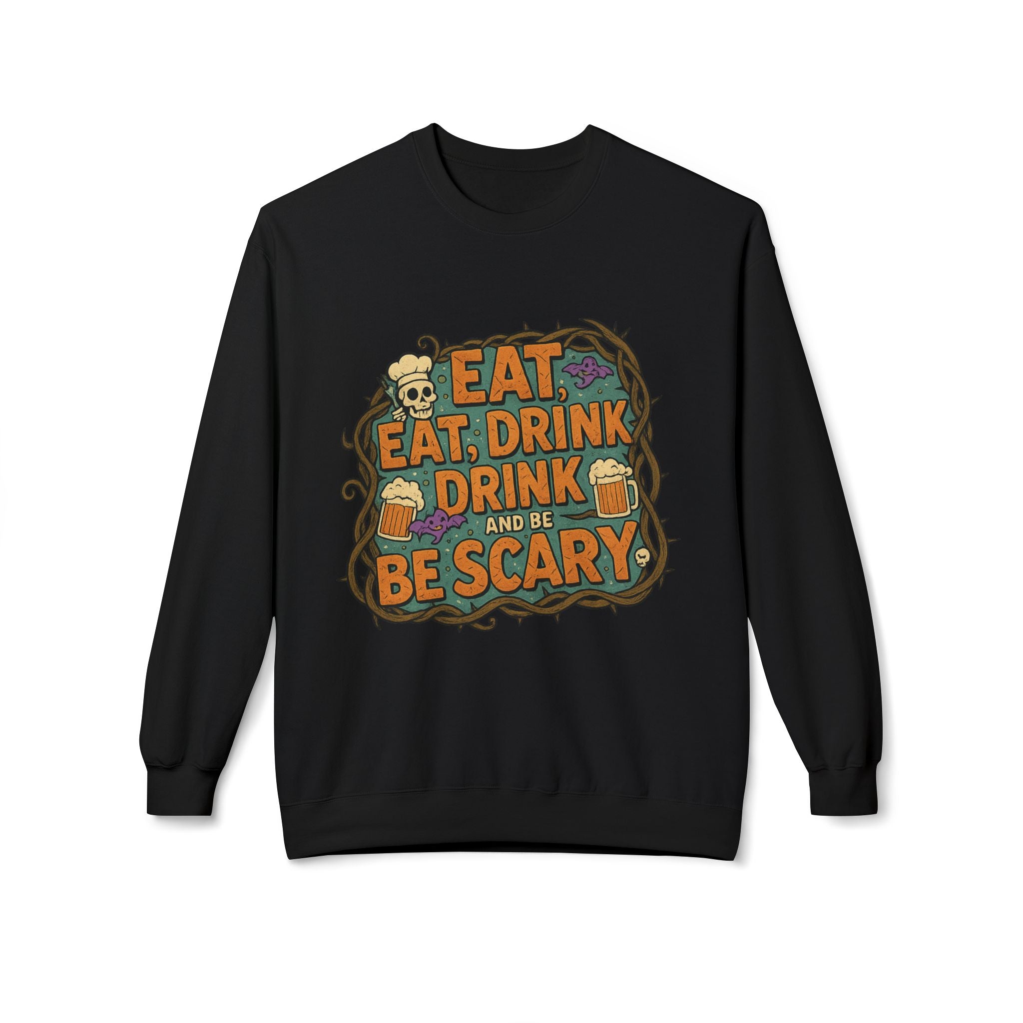 Eat, Drink, and Be Scary 2 - Crewneck Unisex Sweatshirt - Cozy Halloween Apparel