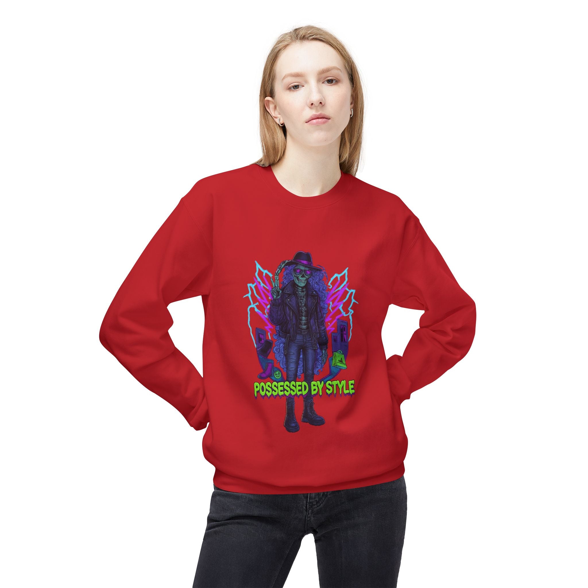 Possessed by Style 1 - Crewneck Unisex Sweatshirt - Cozy Halloween Apparel