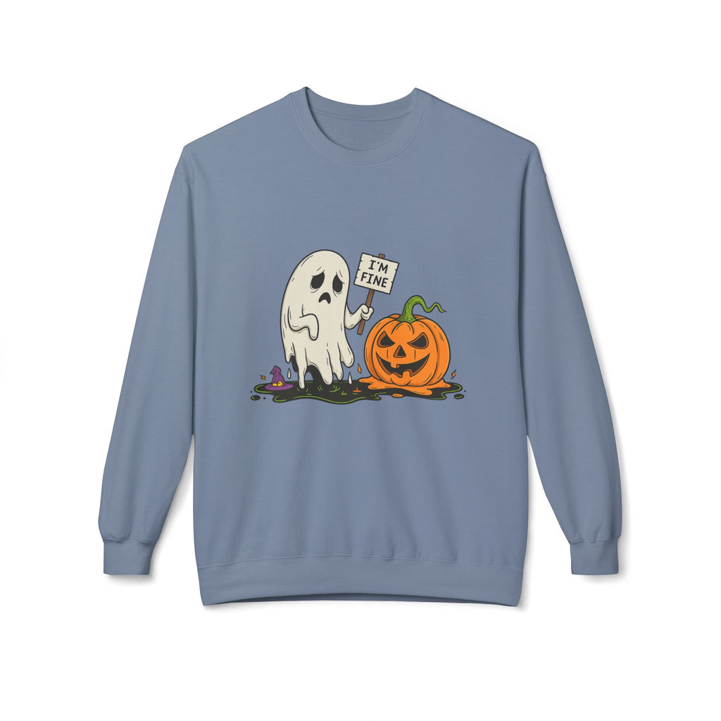 I'm Fine 1 - Crewneck Unisex Sweatshirt - Cozy Halloween Apparel