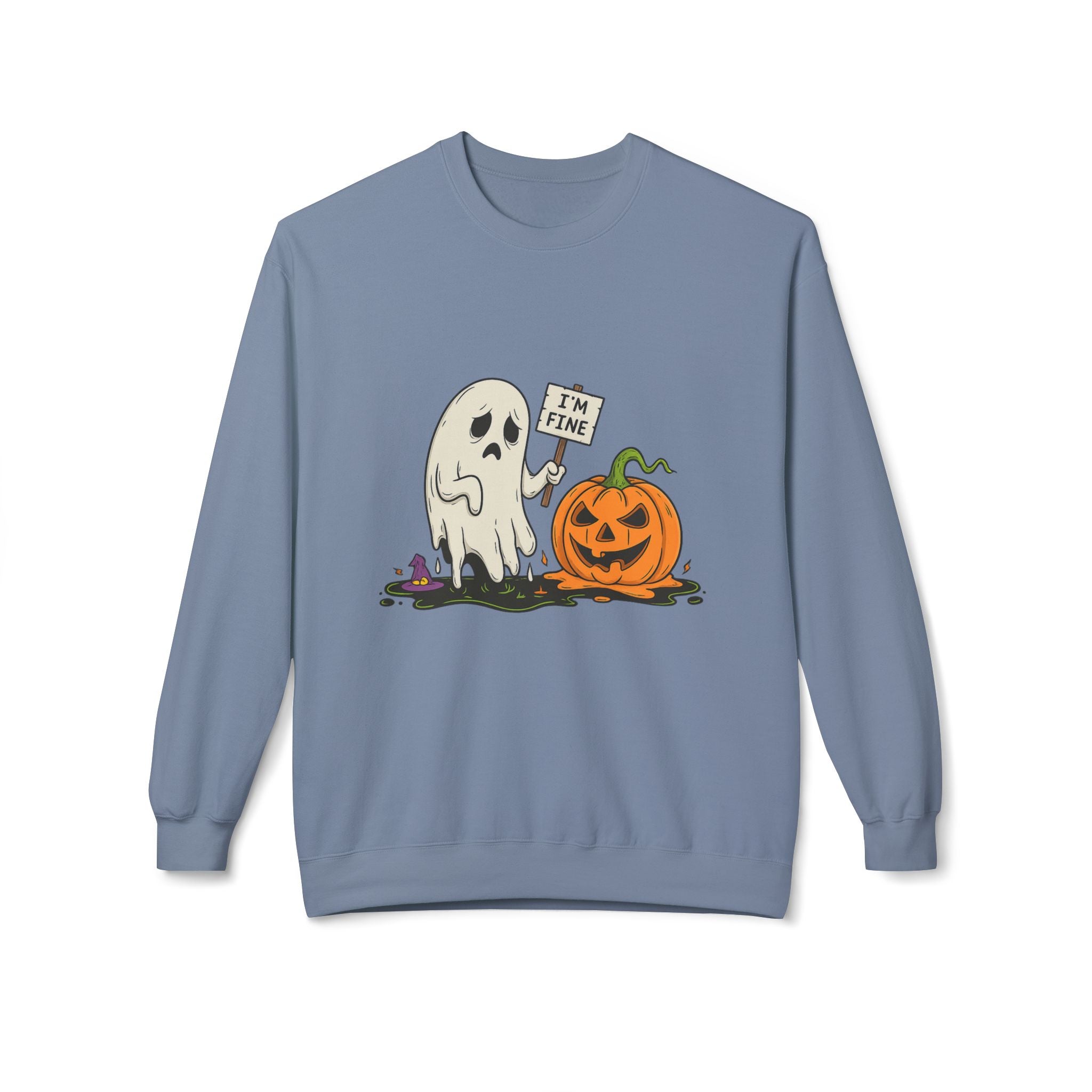 I'm Fine 1 - Crewneck Unisex Sweatshirt - Cozy Halloween Apparel