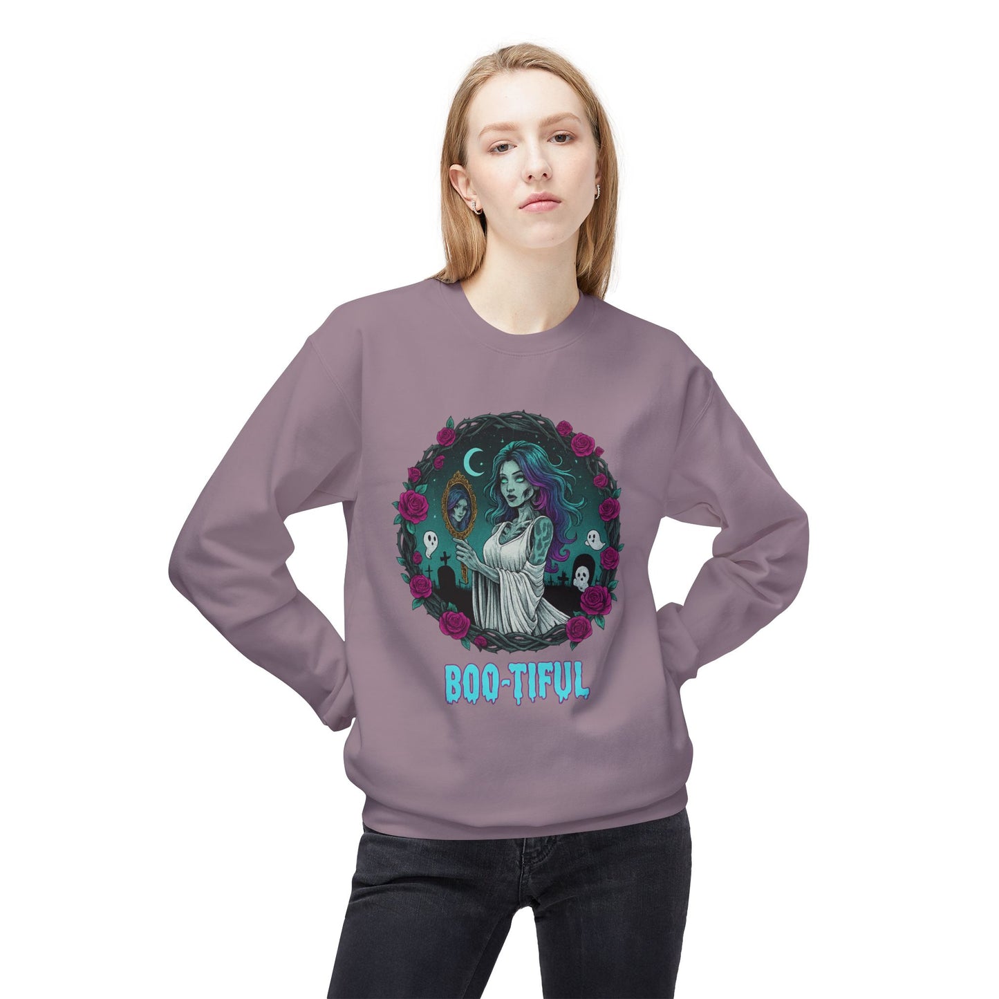 Boo-tiful 4.2- Gothic Witch Crewneck Unisex Sweatshirt - Cozy Halloween Apparel