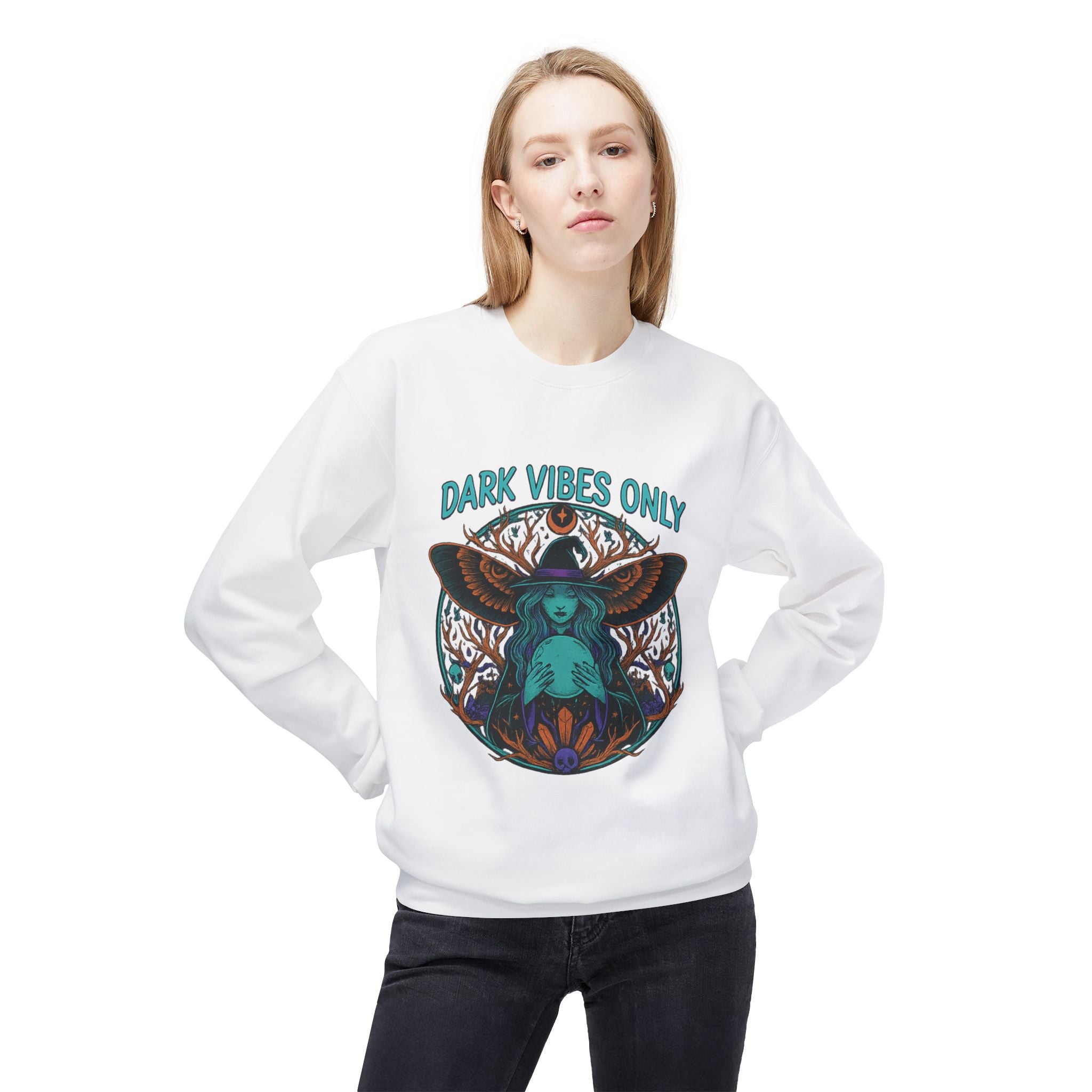 Dark Vibes Only 1 - Crewneck Unisex Sweatshirt - Cozy Halloween Apparel