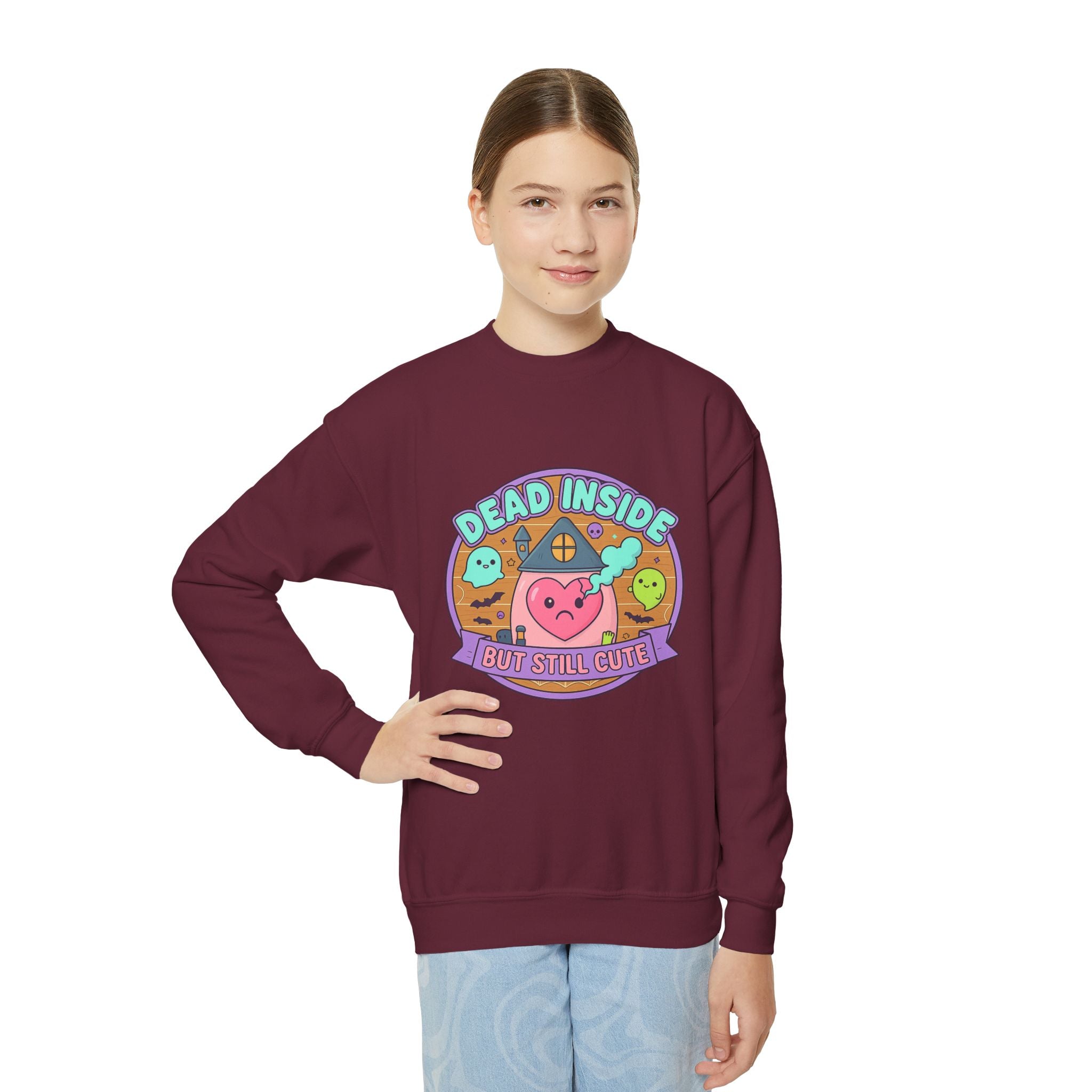 KIDS 'Dead Inside But Still Cute' Design 1, Funny Teen Apparel, Cute Sweatshirt, Unique Gift for Kids,