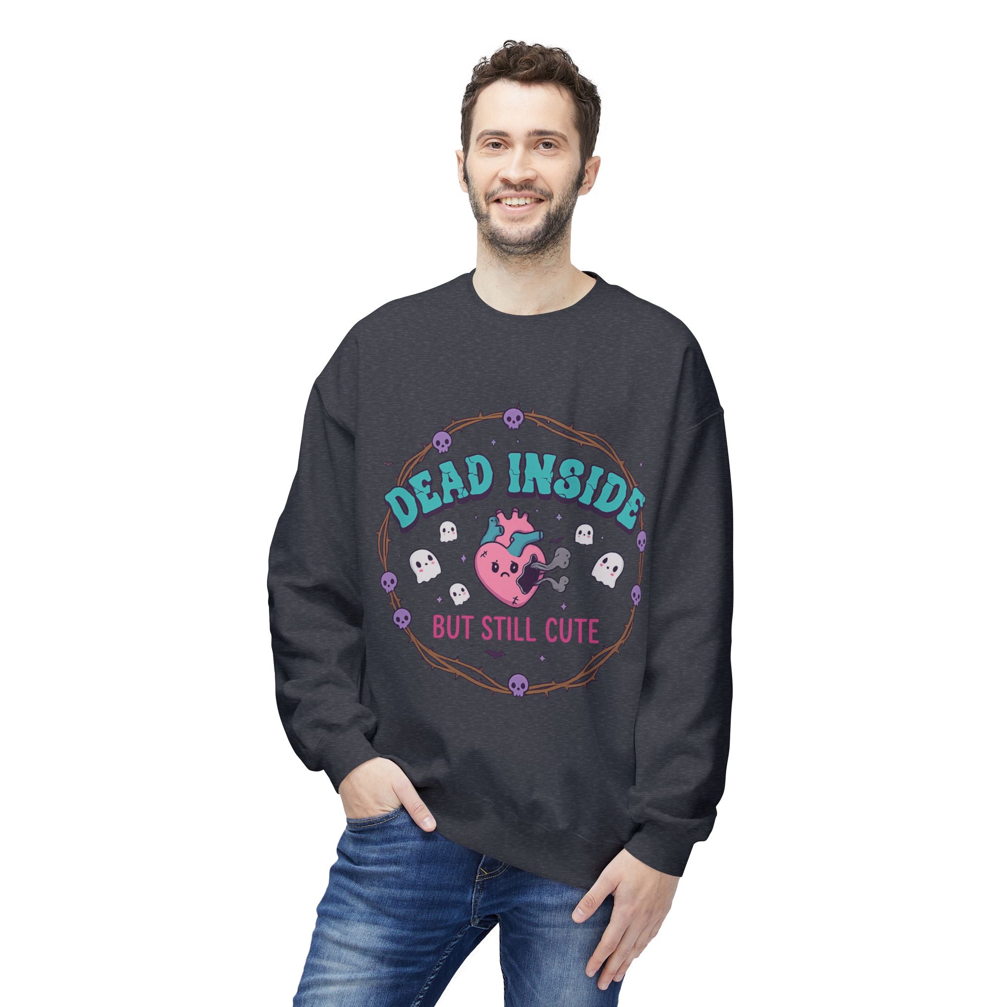 Dead Inside, But Still Cute 1- Crewneck Unisex Sweatshirt - Cozy Halloween Apparel