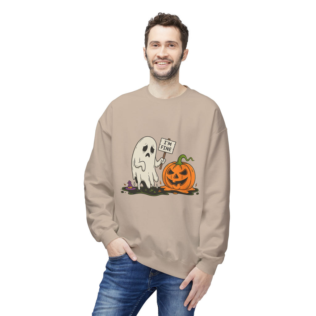I'm Fine 1 - Crewneck Unisex Sweatshirt - Cozy Halloween Apparel