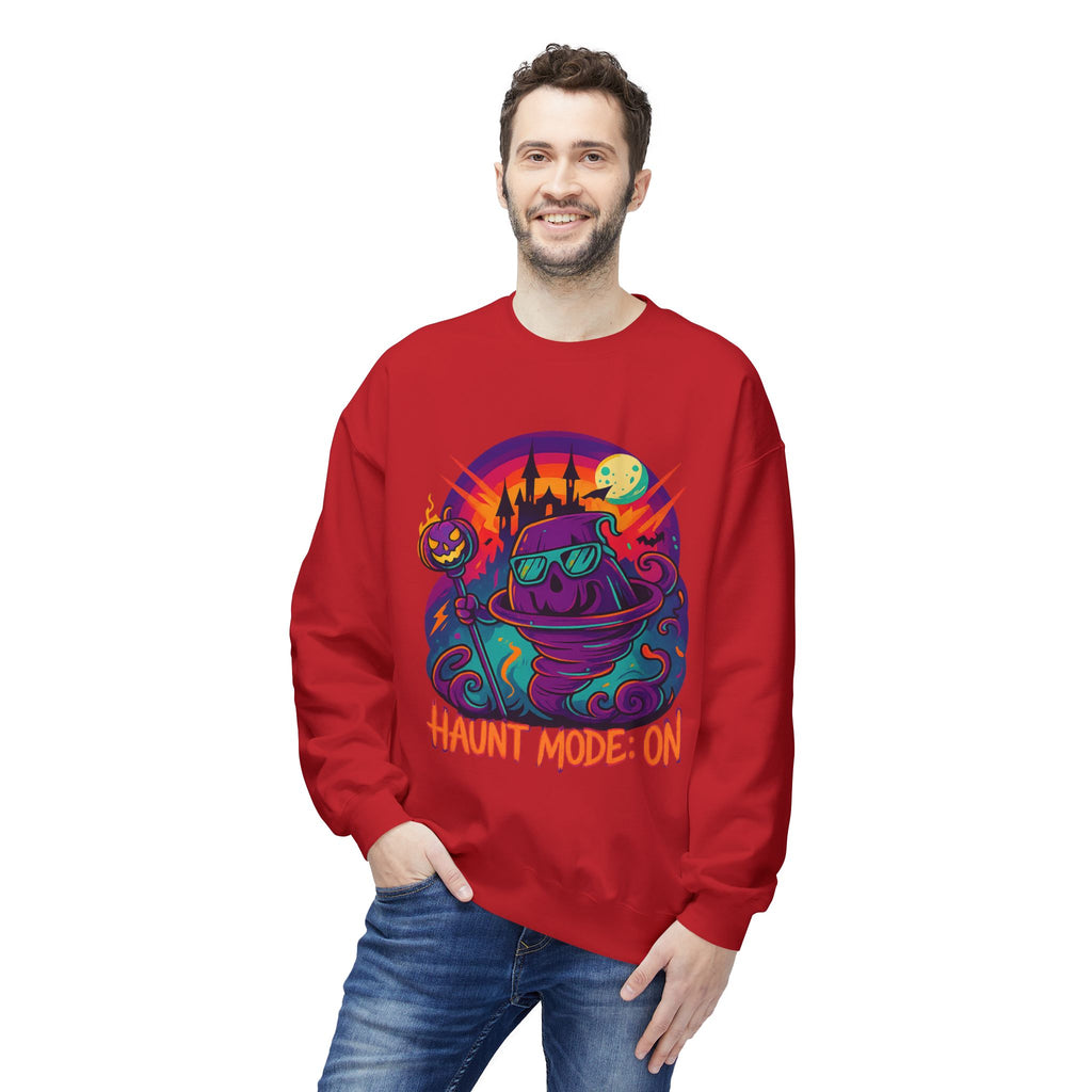 Haunt Mode ON 4 - Crewneck Unisex Sweatshirt - Cozy Halloween Apparel
