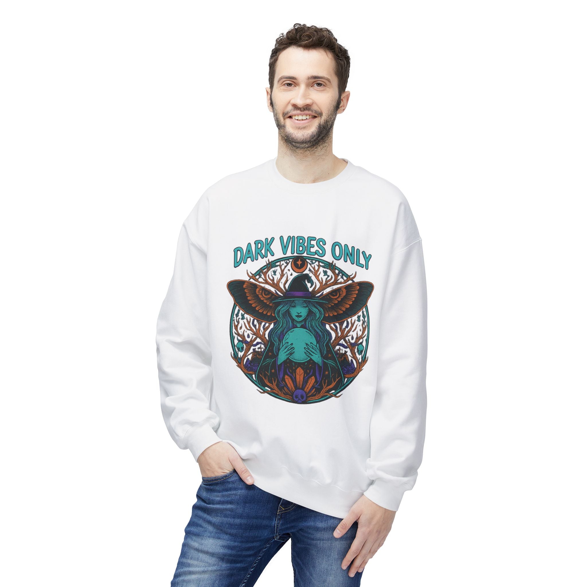 Dark Vibes Only 1 - Crewneck Unisex Sweatshirt - Cozy Halloween Apparel