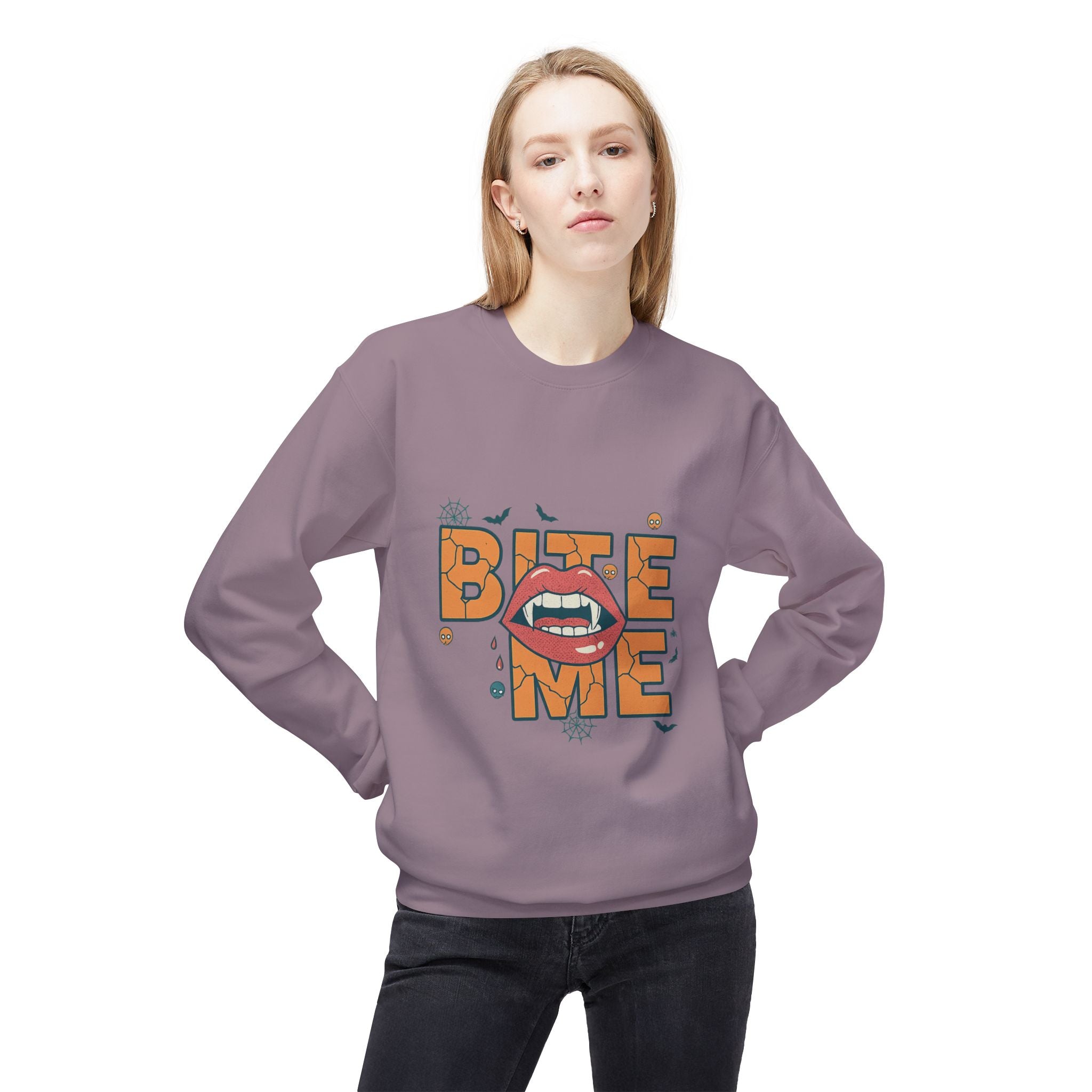Bite Me 1- Crewneck Unisex Sweatshirt - Cozy Halloween Apparel